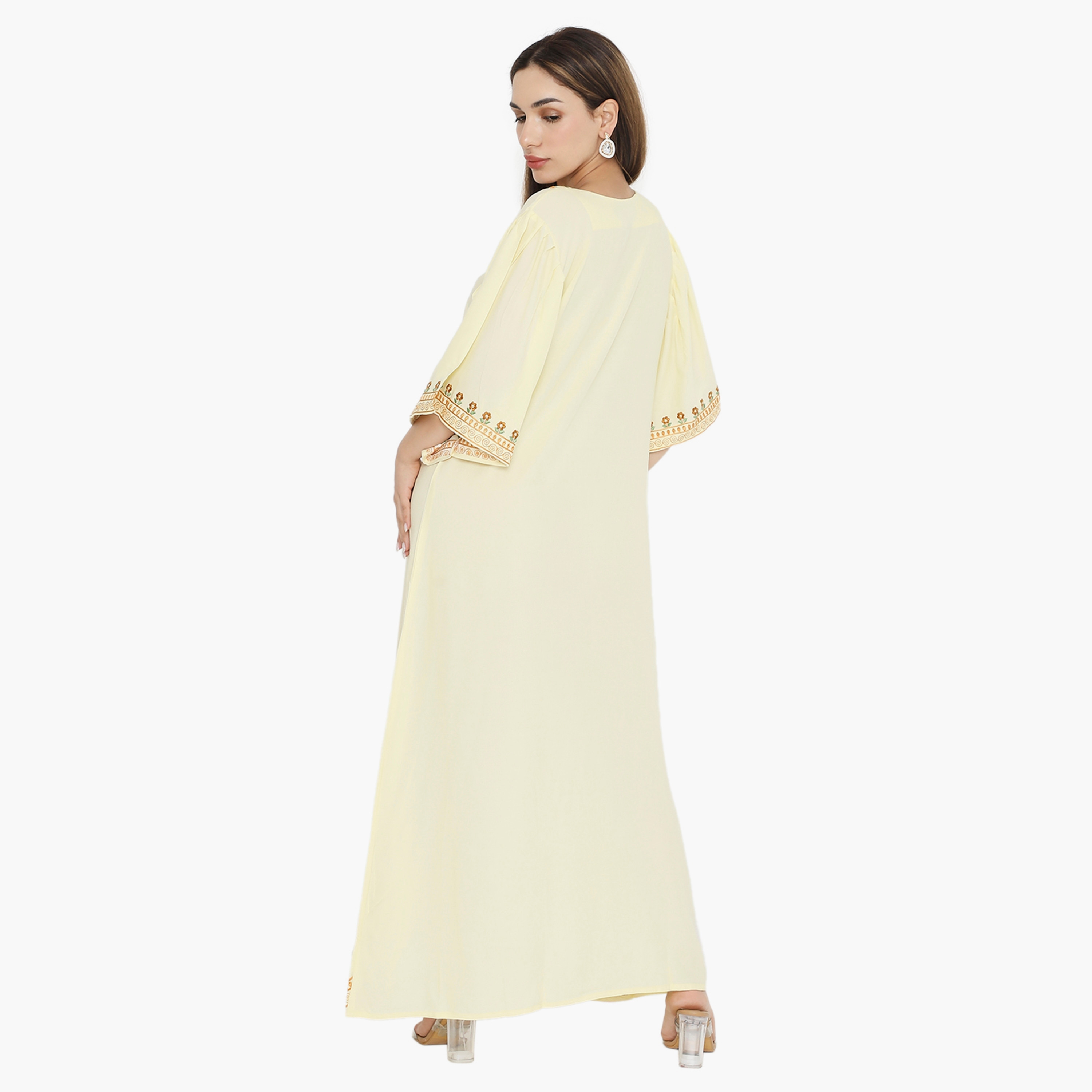 Hana & Sara Flared Sleeves Embroidered Women's Jalabiya-women-arabicclothing-jalabiyas-image-15