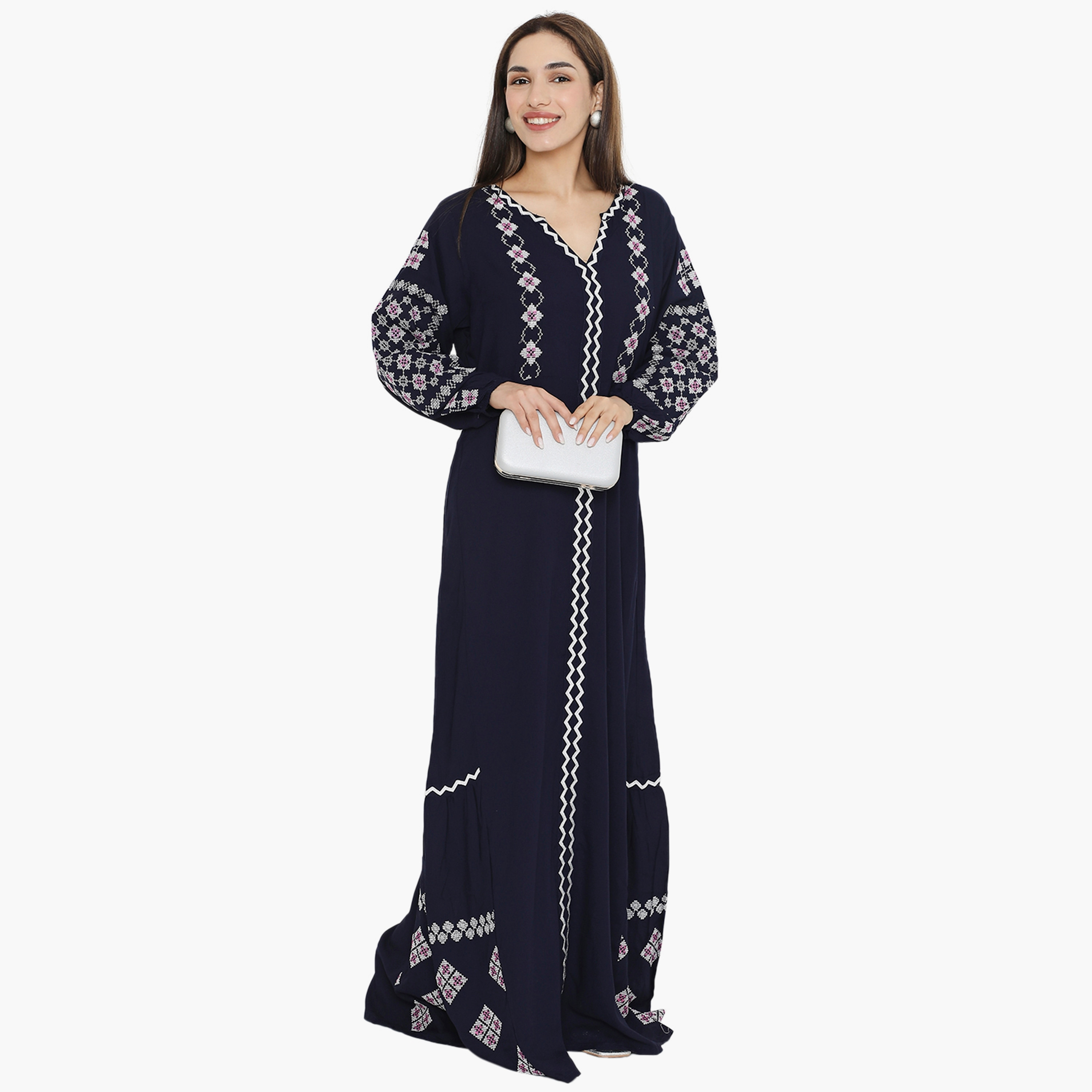 جلابية نسائية مطرزة بأكمام منفوخة من هناء وسارة-women-arabicclothing-jalabiyas-image-9
