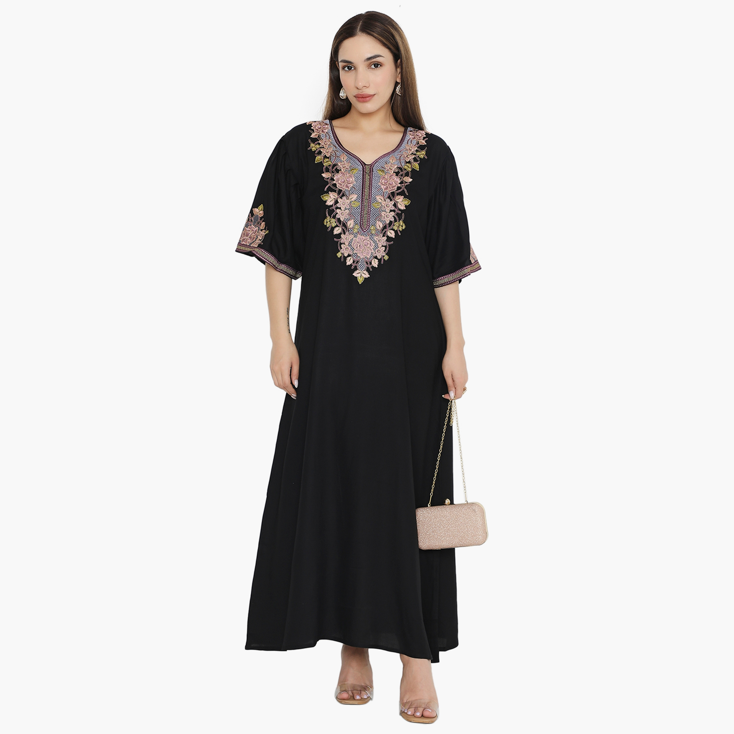Hana & Sara Flared Sleeves Embroidered Women's Jalabiya-women-arabicclothing-jalabiyas-image-6