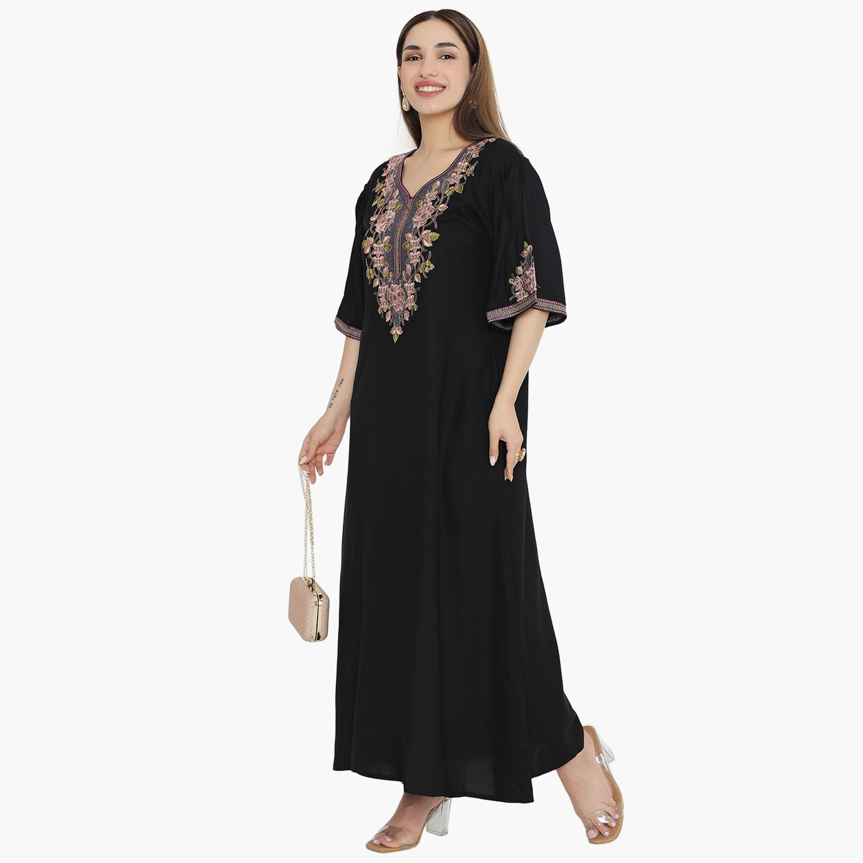 Hana & Sara Flared Sleeves Embroidered Women's Jalabiya-women-arabicclothing-jalabiyas-image-8