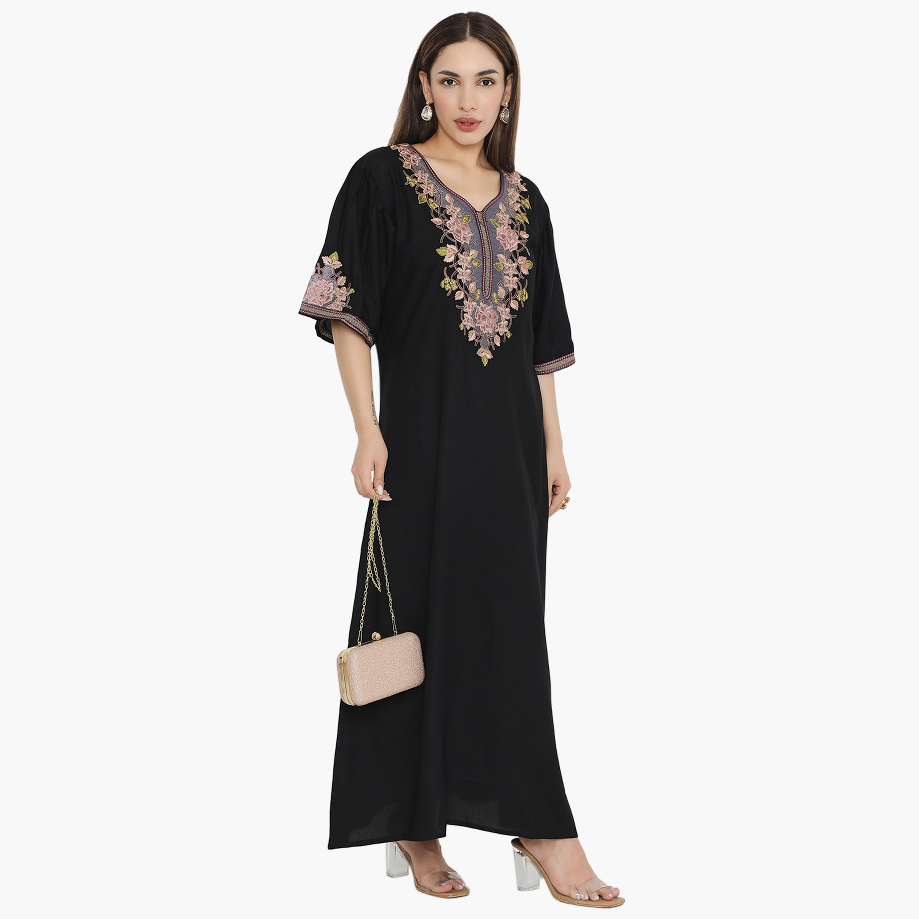 Hana & Sara Flared Sleeves Embroidered Women's Jalabiya-women-arabicclothing-jalabiyas-image-9