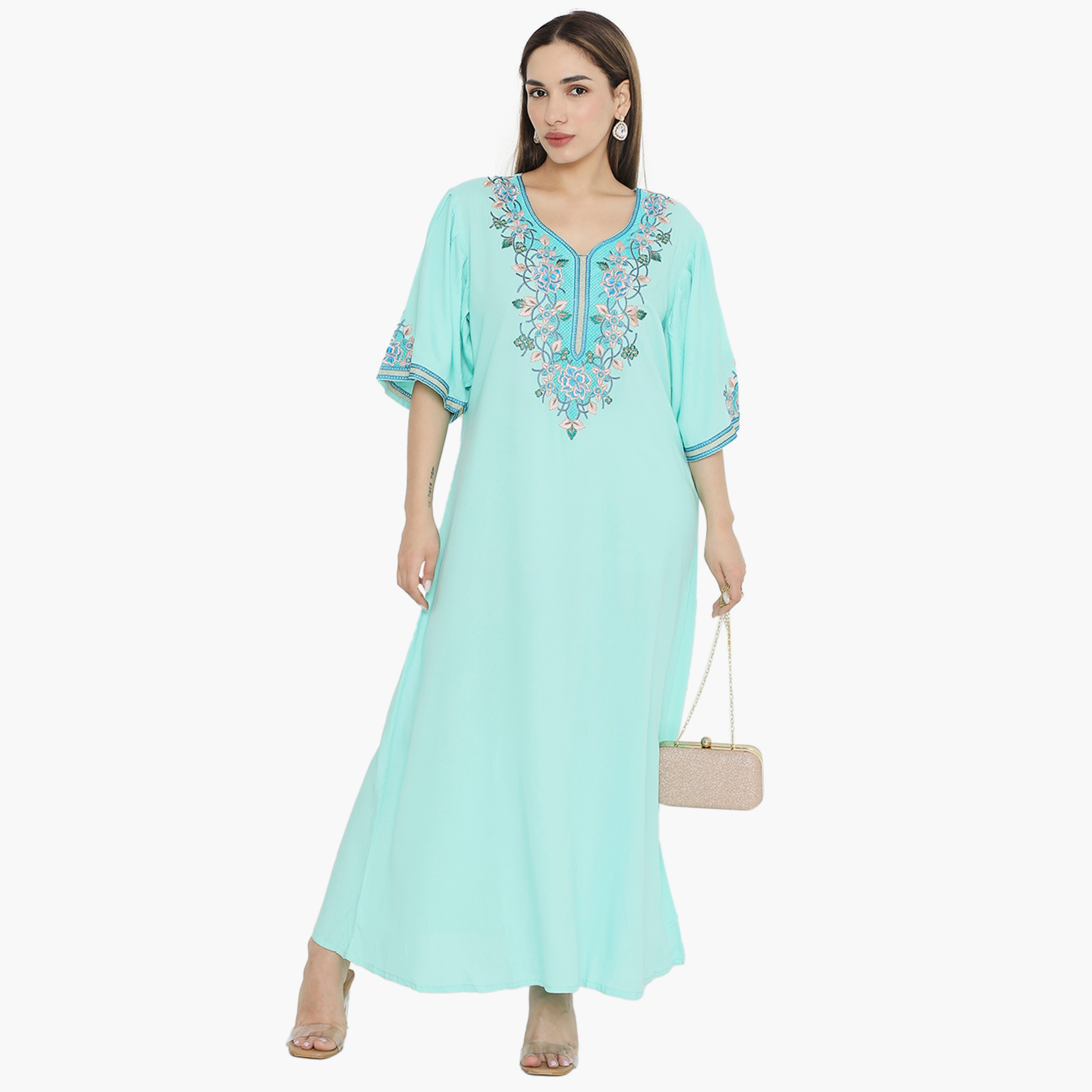 Hana & Sara Flared Sleeves Embroidered Women's Jalabiya-women-arabicclothing-jalabiyas-image-11