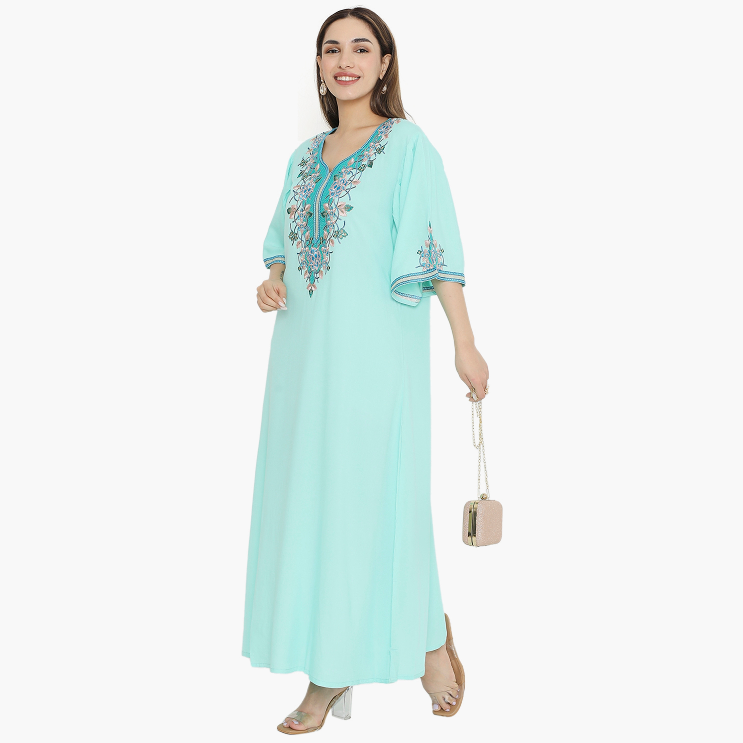 Hana & Sara Flared Sleeves Embroidered Women's Jalabiya-women-arabicclothing-jalabiyas-image-13