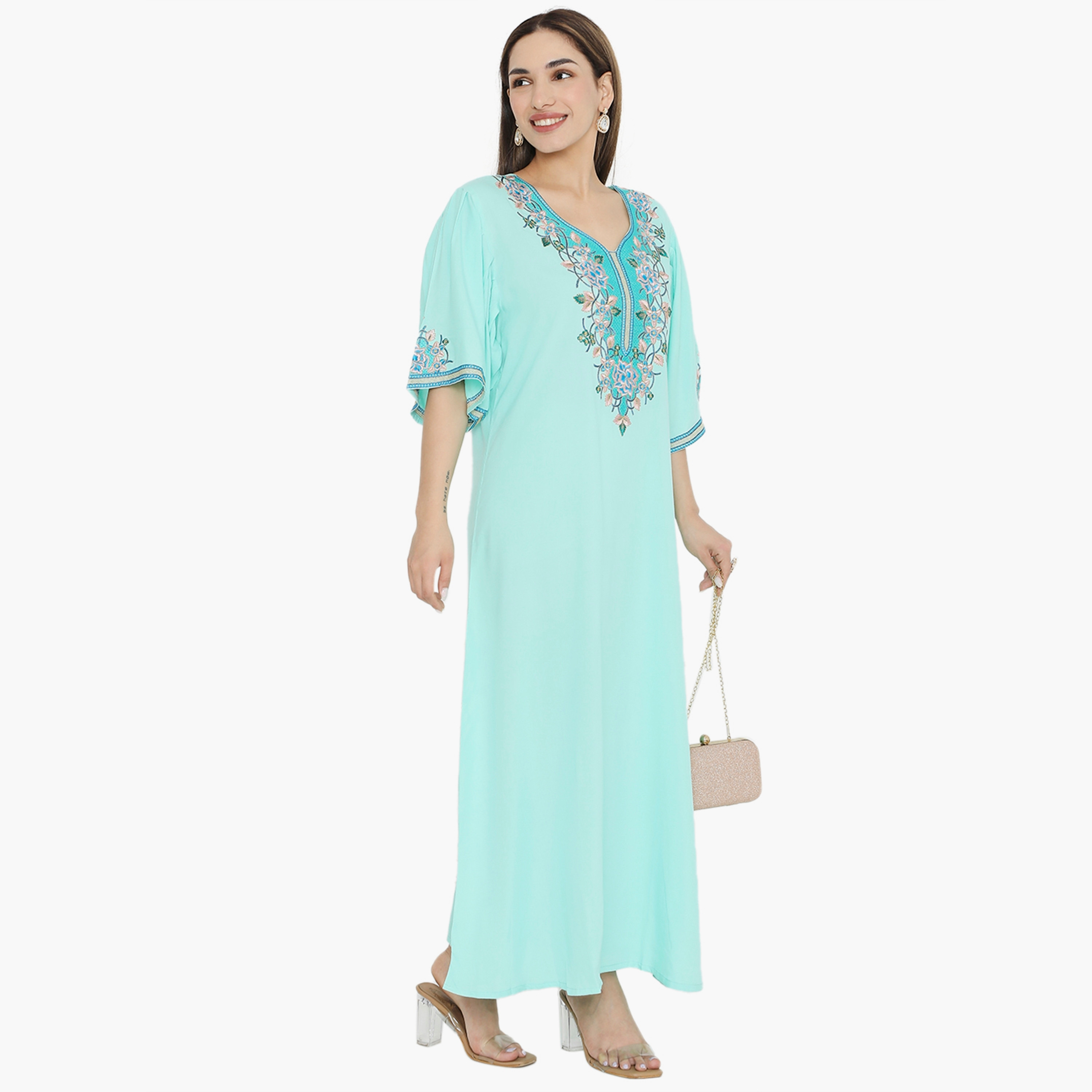 Hana & Sara Flared Sleeves Embroidered Women's Jalabiya-women-arabicclothing-jalabiyas-image-14