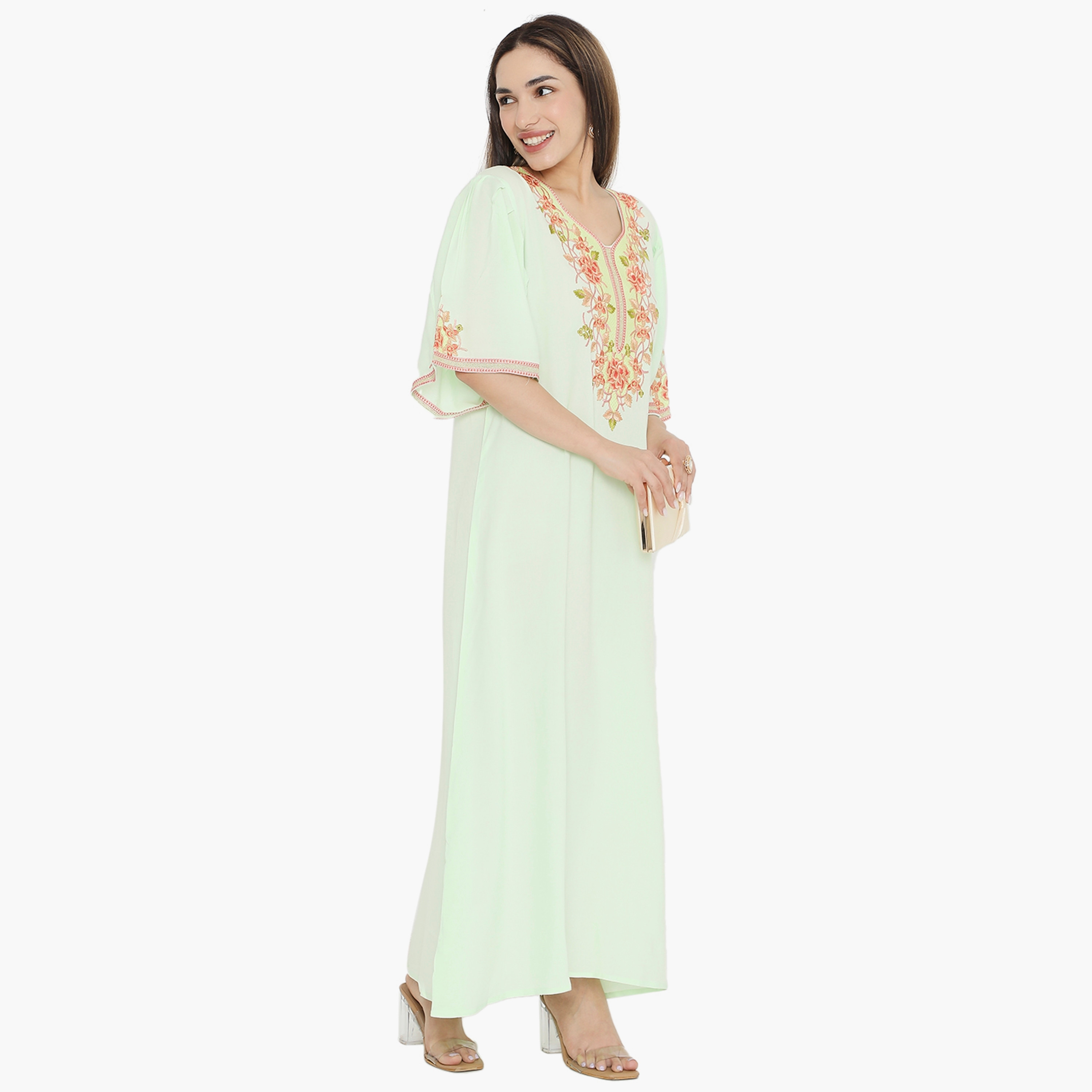 Hana & Sara Flared Sleeves Embroidered Women's Jalabiya-women-arabicclothing-jalabiyas-image-4