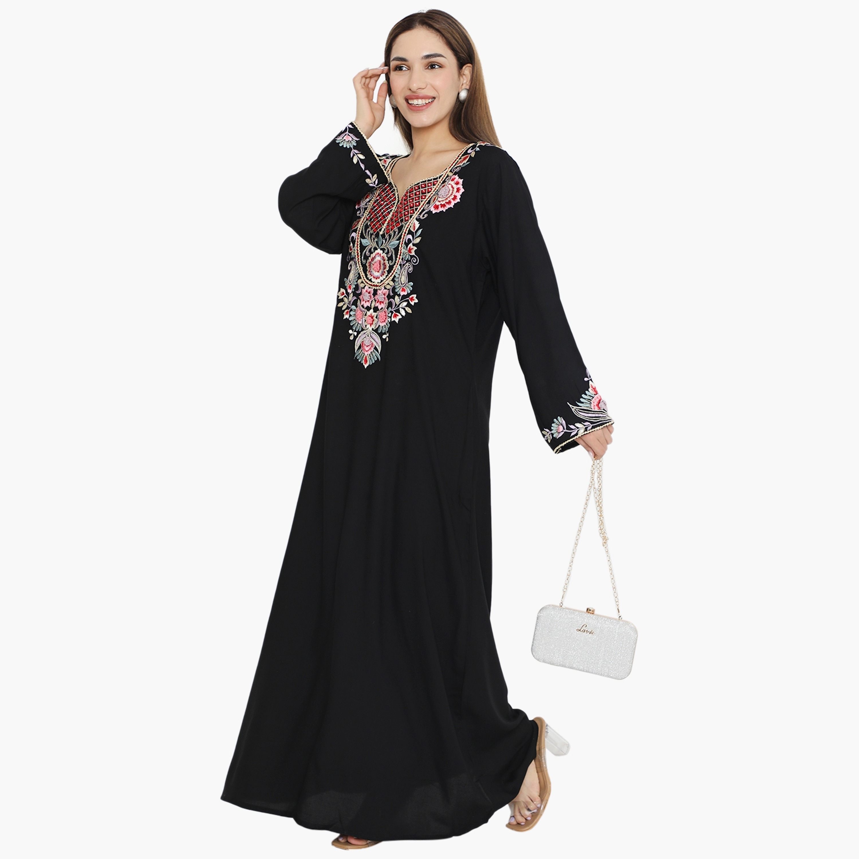جلابية نسائية مطرزة وميرور وورك من هناء وسارة-women-arabicclothing-jalabiyas-image-13
