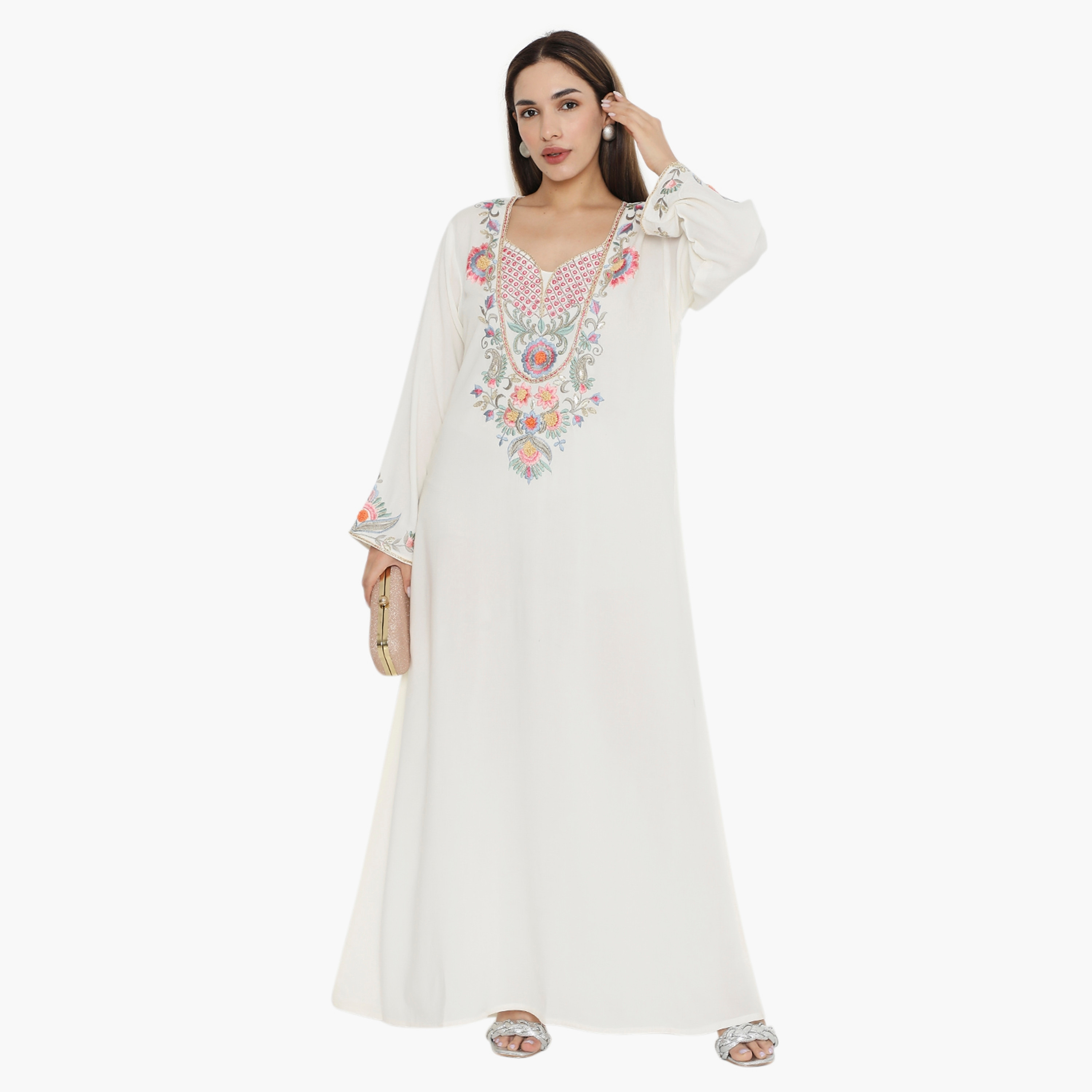 جلابية نسائية مطرزة وميرور وورك من هناء وسارة-women-arabicclothing-jalabiyas-image-1