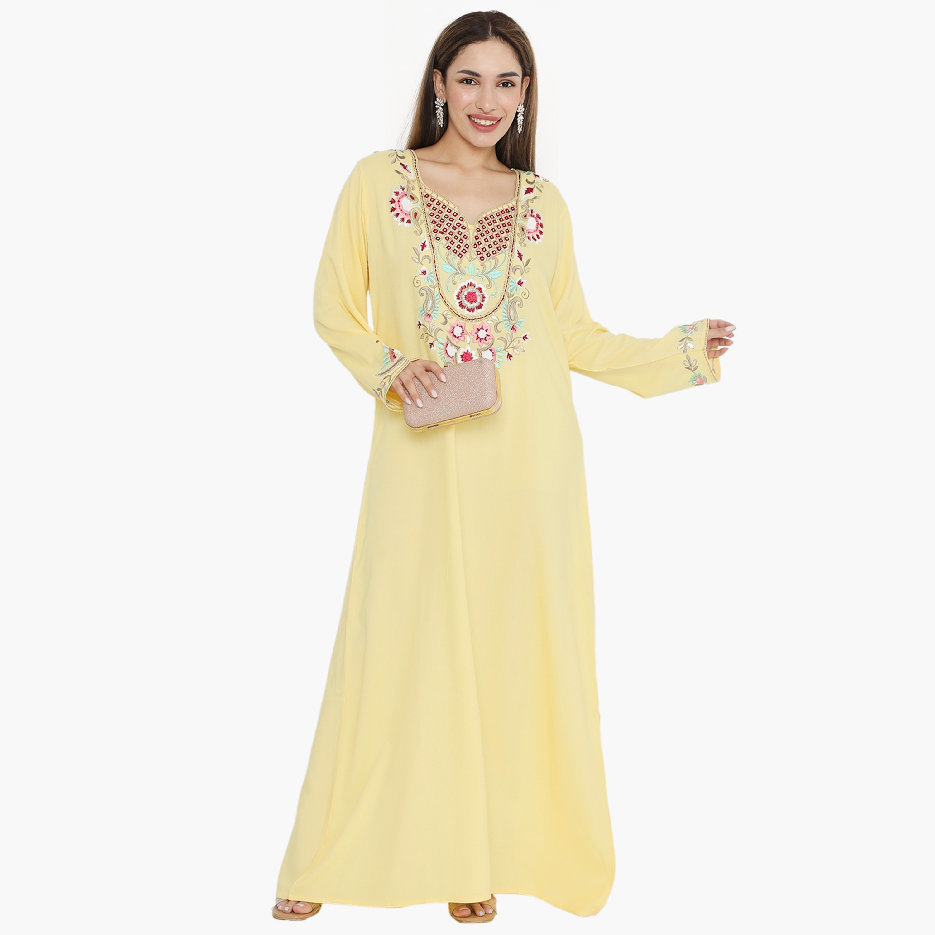 جلابية نسائية مطرزة وميرور وورك من هناء وسارة-women-arabicclothing-jalabiyas-image-6