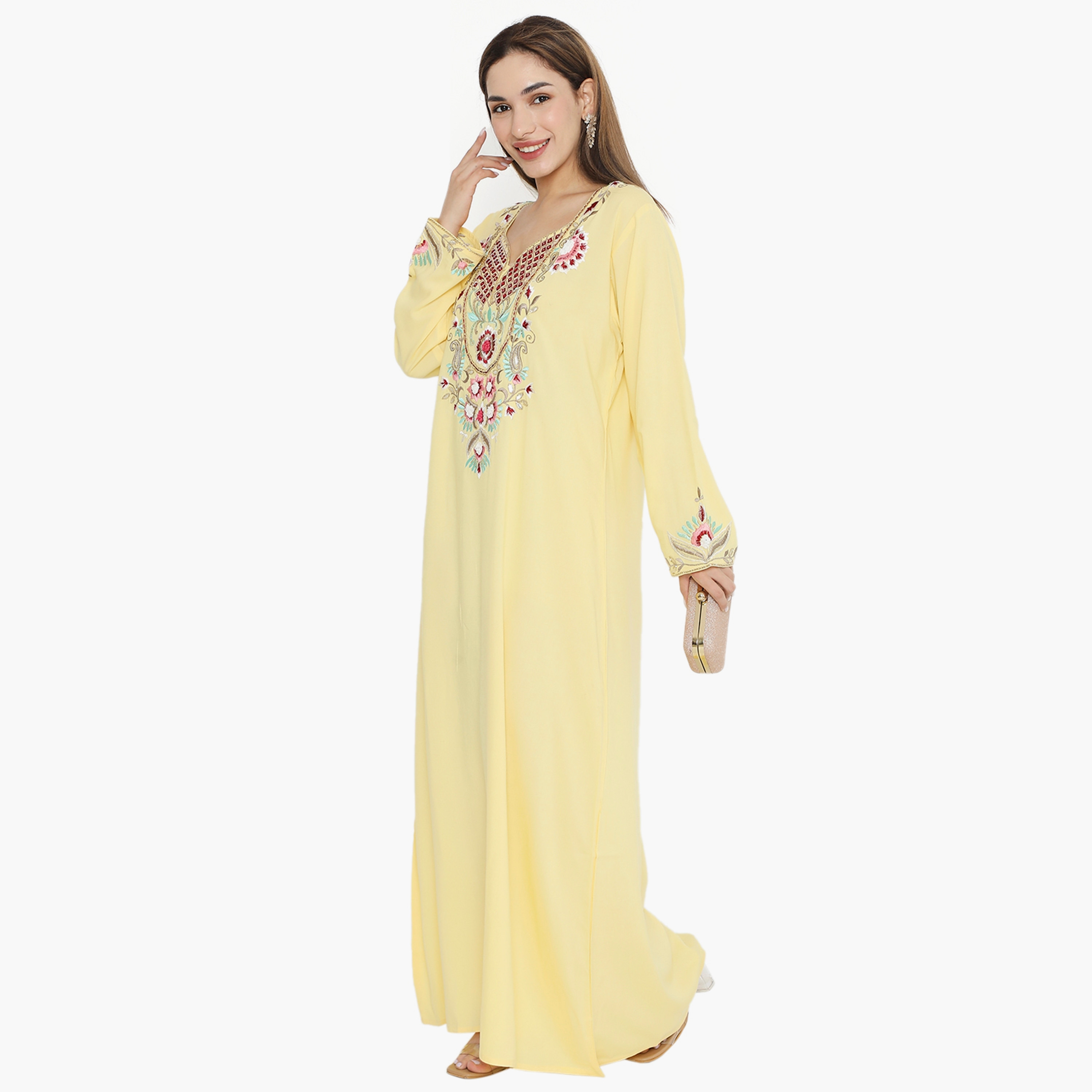 جلابية نسائية مطرزة وميرور وورك من هناء وسارة-women-arabicclothing-jalabiyas-image-8