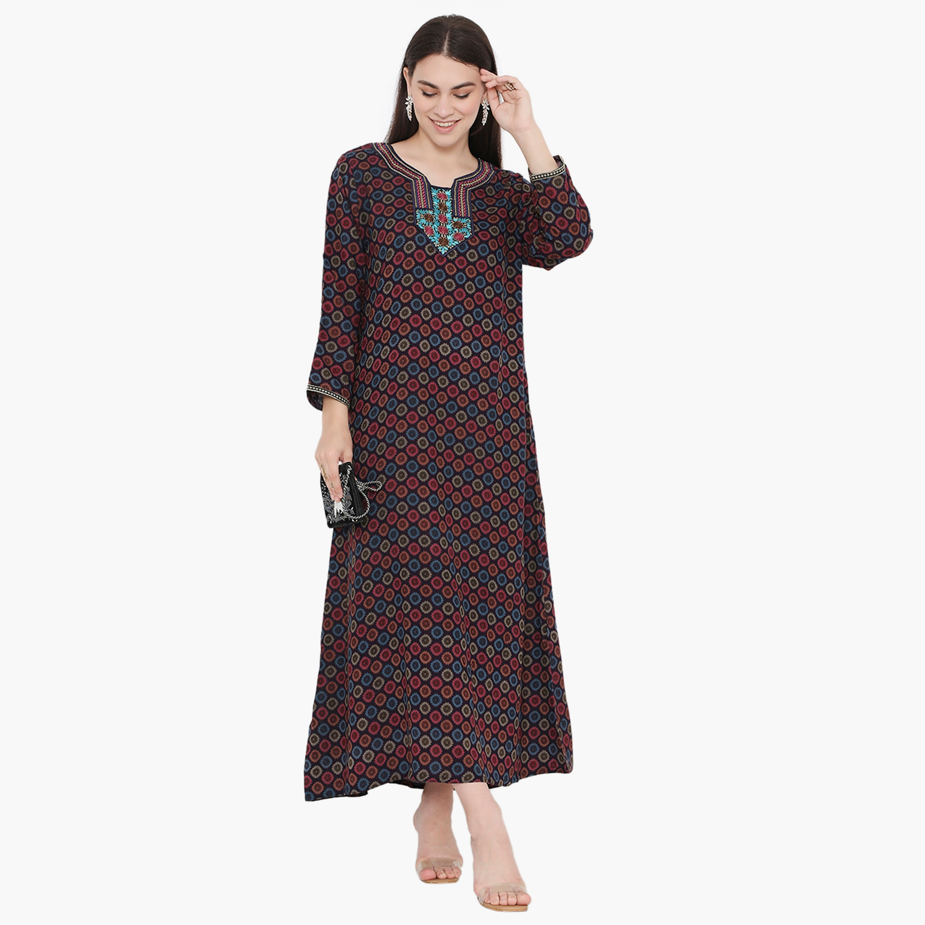 جلابية نسائية مطرزة ومطبوعة بالكامل من هناء وسارة-women-arabicclothing-jalabiyas-image-11