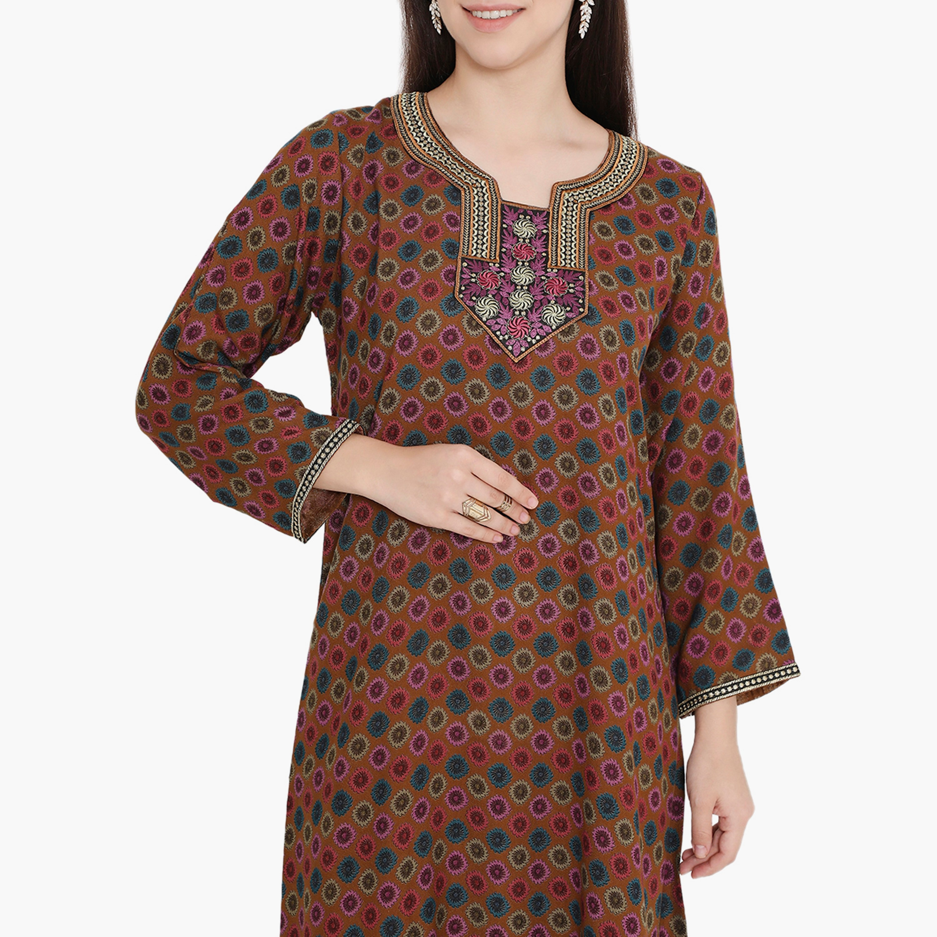 جلابية نسائية مطرزة ومطبوعة بالكامل من هناء وسارة-women-arabicclothing-jalabiyas-image-2