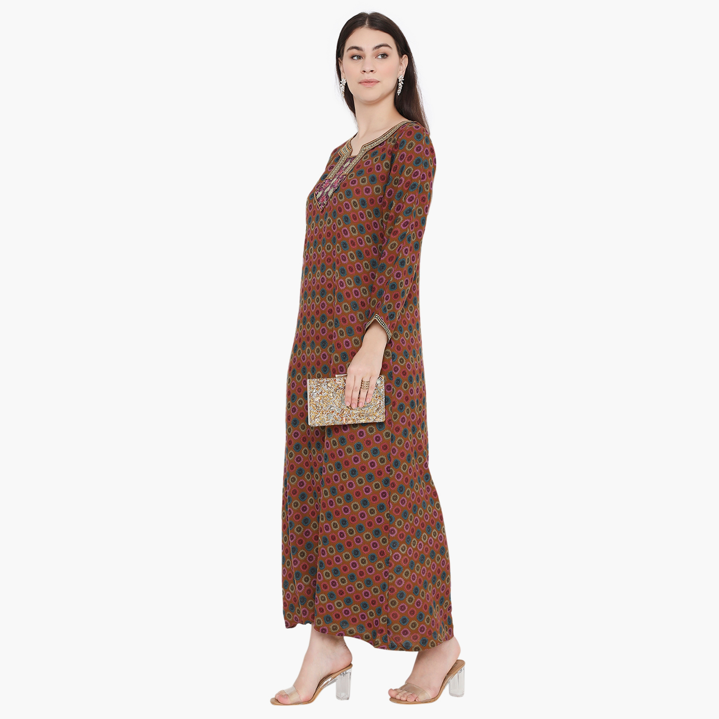 جلابية نسائية مطرزة ومطبوعة بالكامل من هناء وسارة-women-arabicclothing-jalabiyas-image-3