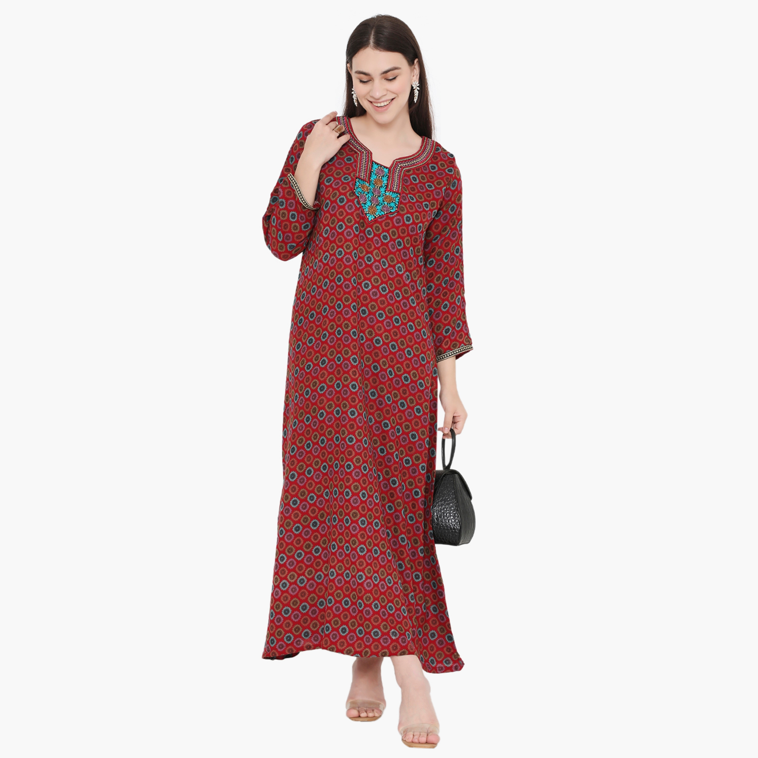 جلابية نسائية مطرزة ومطبوعة بالكامل من هناء وسارة-women-arabicclothing-jalabiyas-image-6