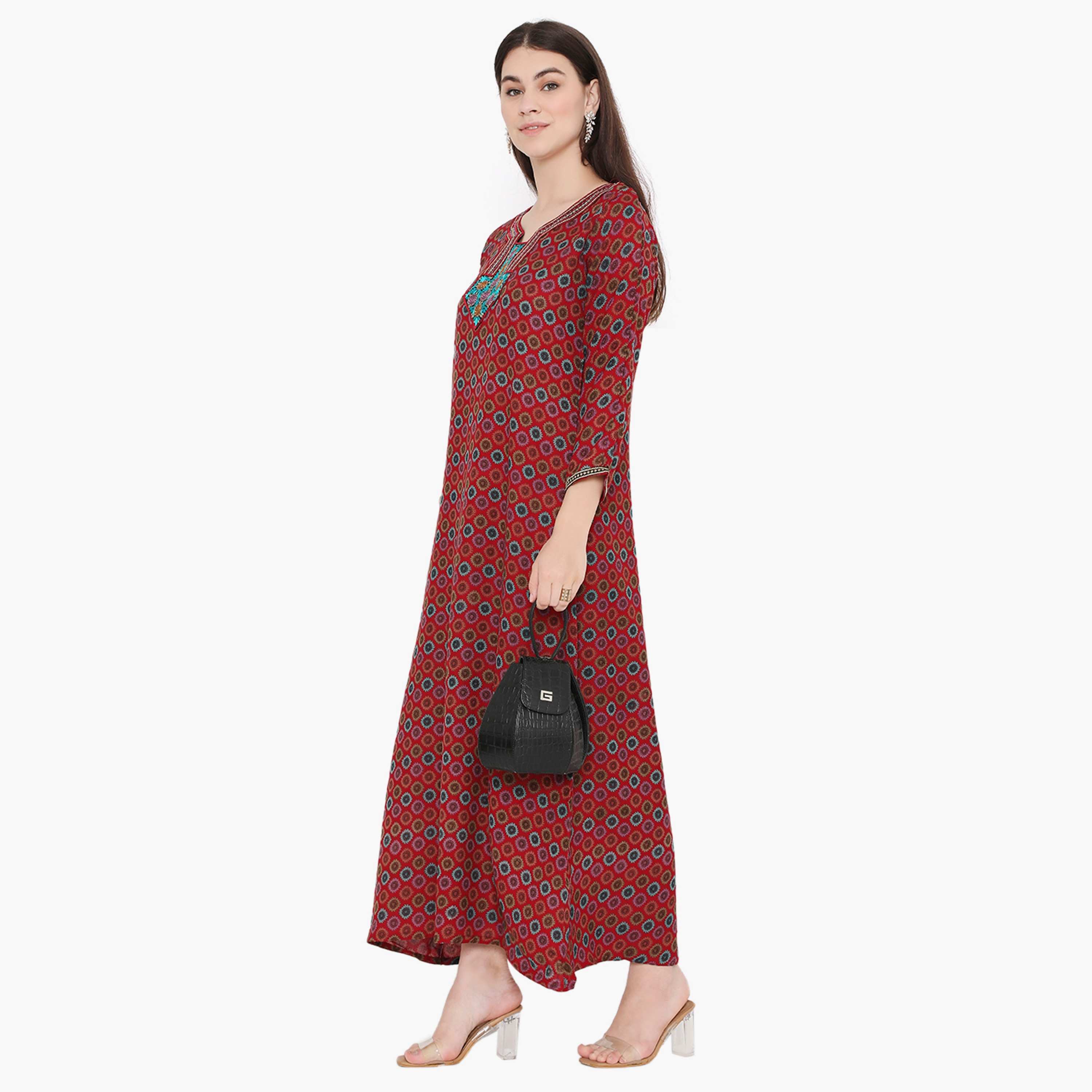 جلابية نسائية مطرزة ومطبوعة بالكامل من هناء وسارة-women-arabicclothing-jalabiyas-image-8