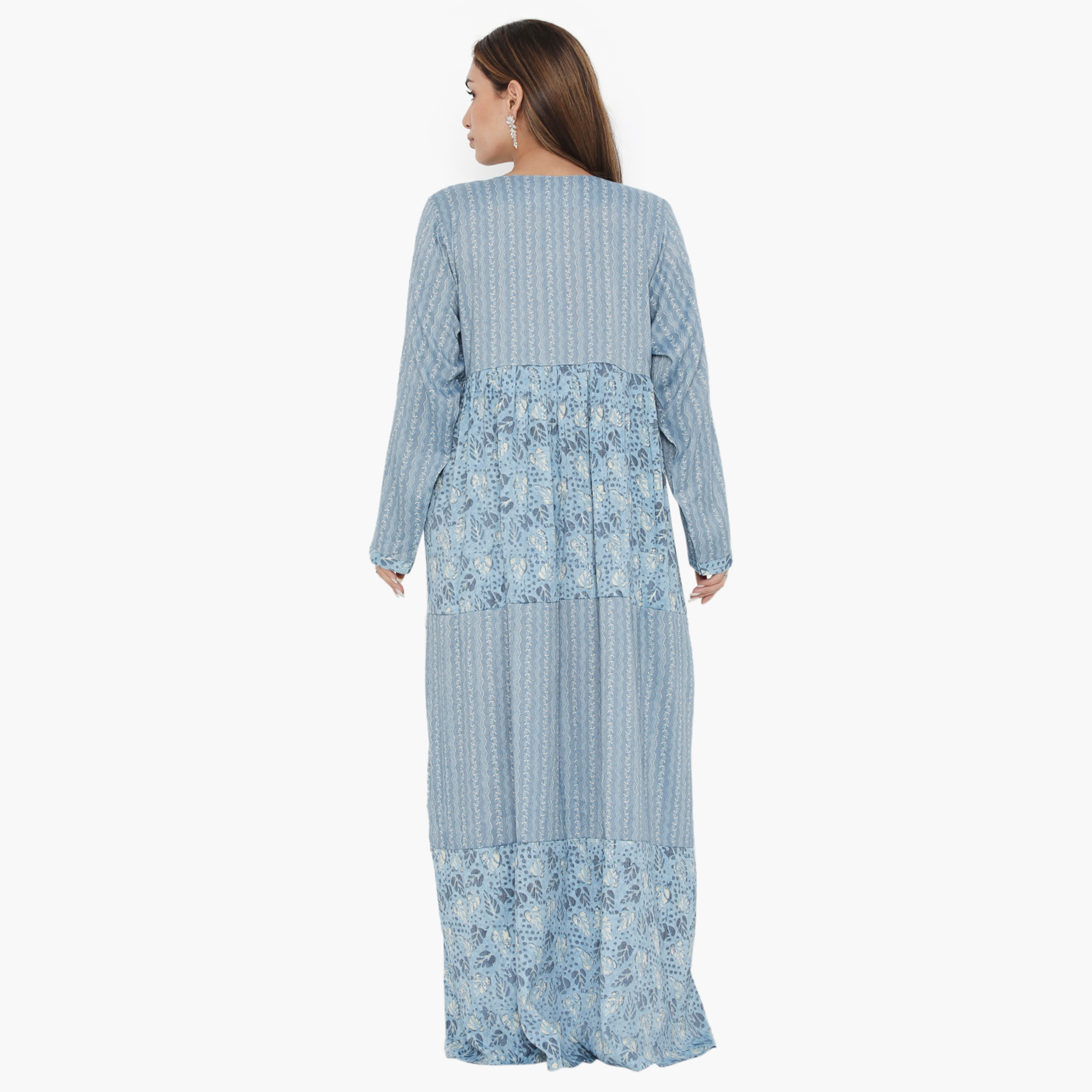 جلابية نسائية مطوية بطبعة كاملة ومطرزة من هناء وسارة-women-arabicclothing-jalabiyas-image-5
