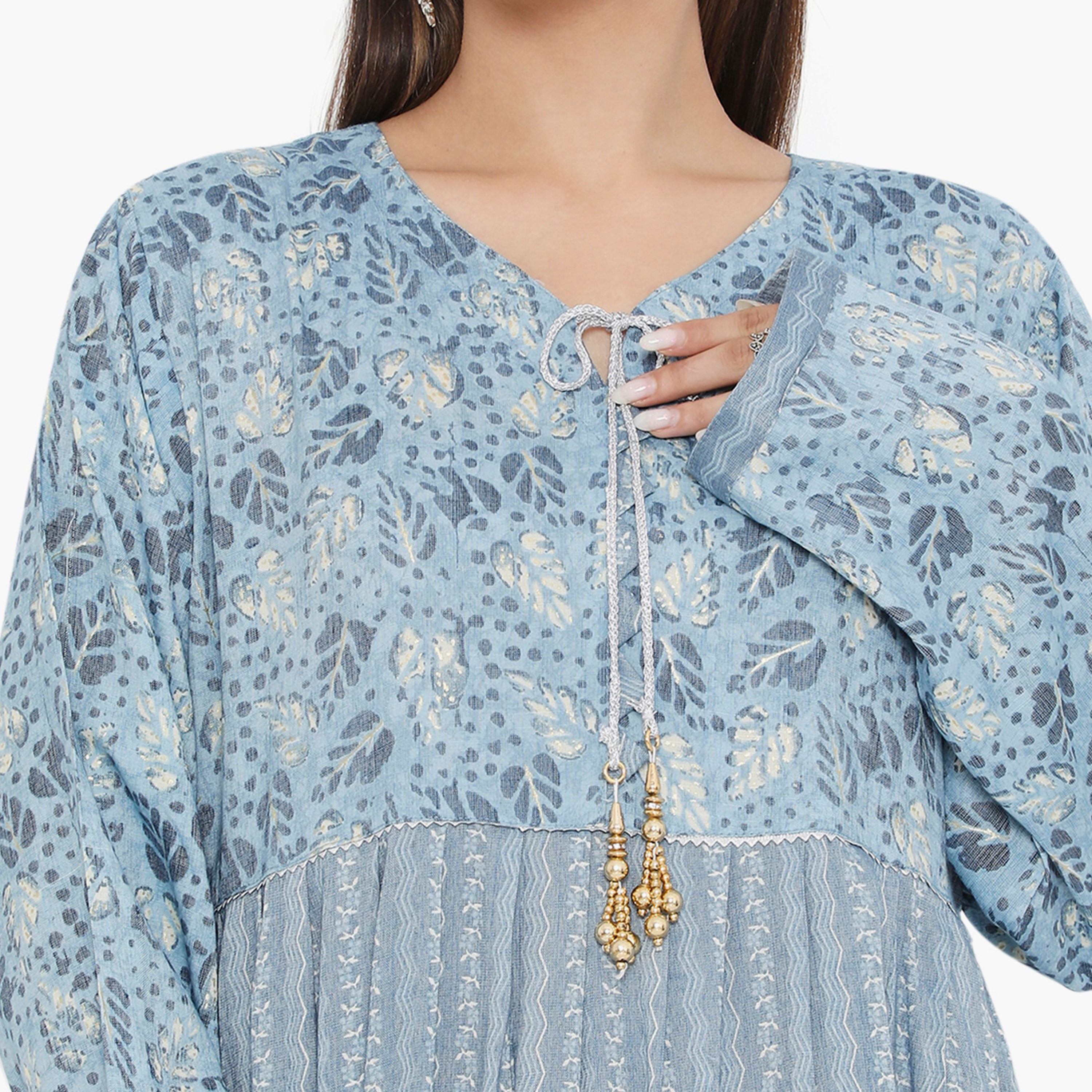 جلابية نسائية بطبعة كاملة ومطرزة من هناء وسارة-women-arabicclothing-jalabiyas-image-2