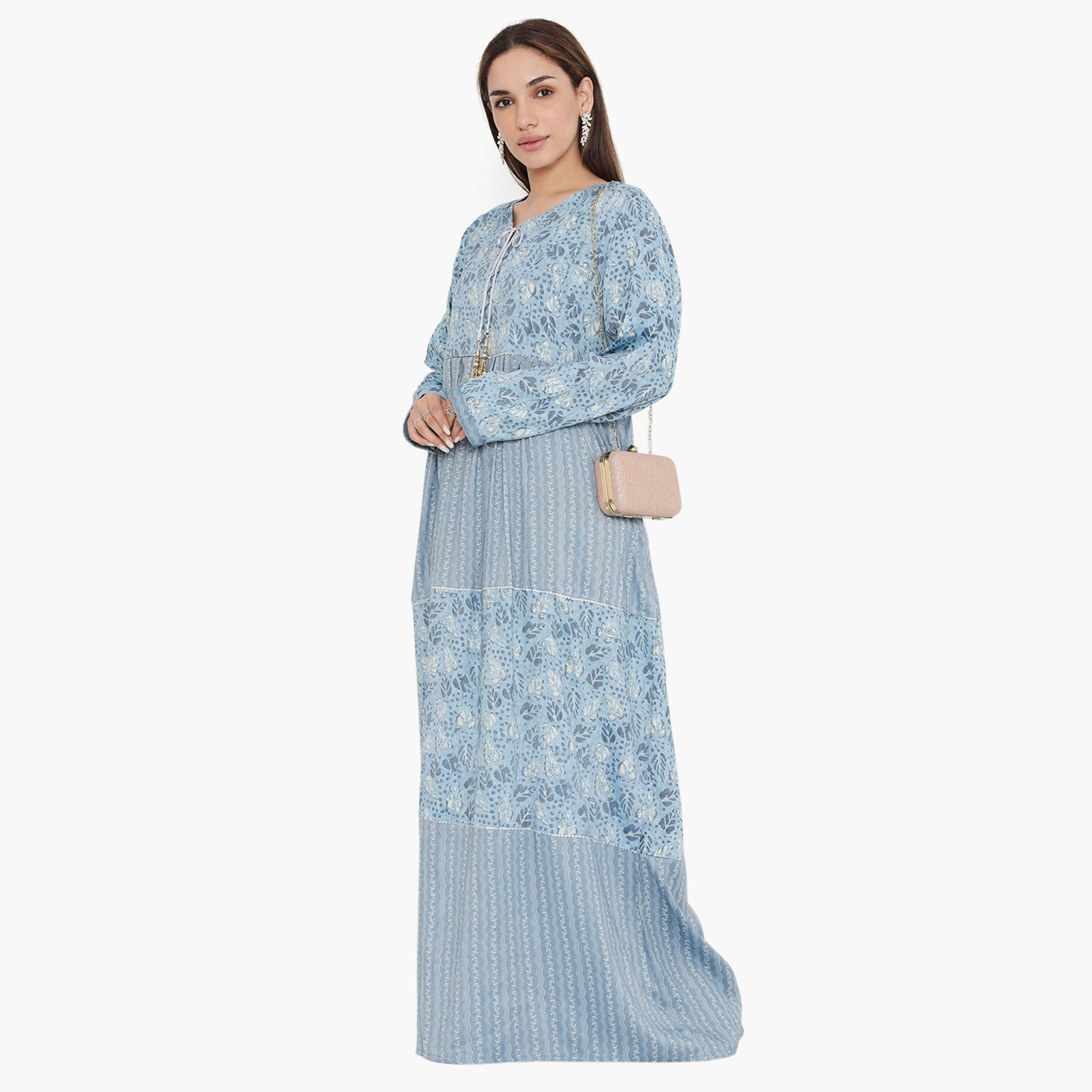 جلابية نسائية بطبعة كاملة ومطرزة من هناء وسارة-women-arabicclothing-jalabiyas-image-3