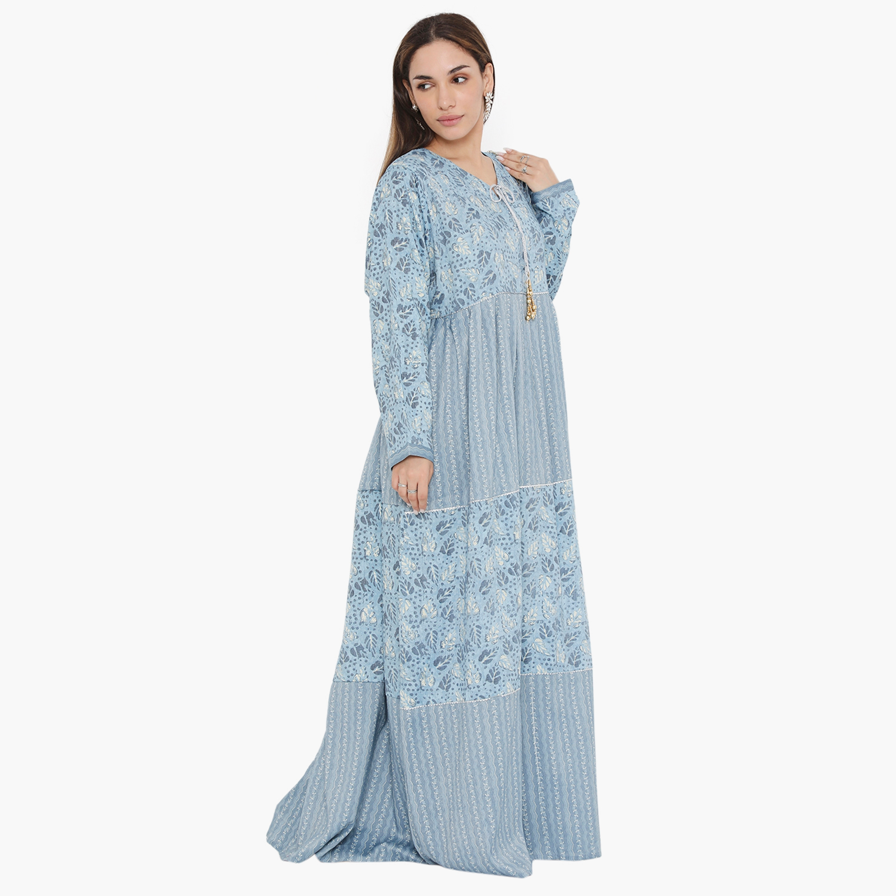 جلابية نسائية بطبعة كاملة ومطرزة من هناء وسارة-women-arabicclothing-jalabiyas-image-4