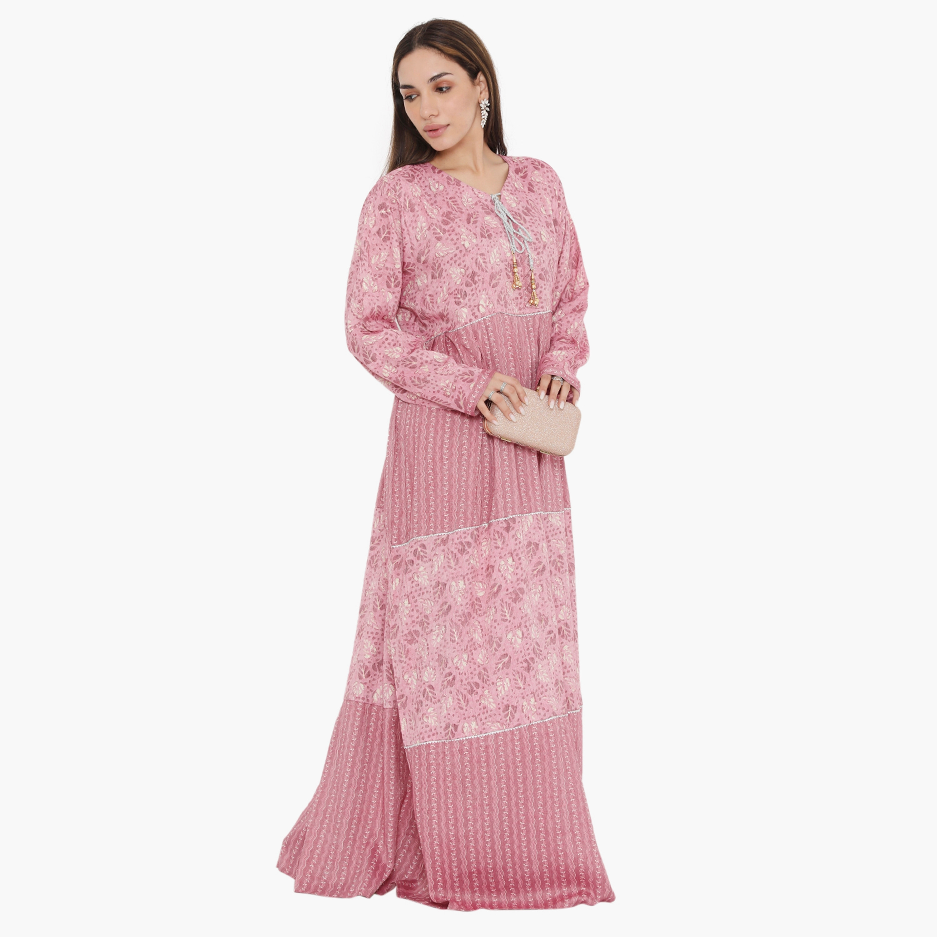 جلابية نسائية بطبعة كاملة ومطرزة من هناء وسارة-women-arabicclothing-jalabiyas-image-9