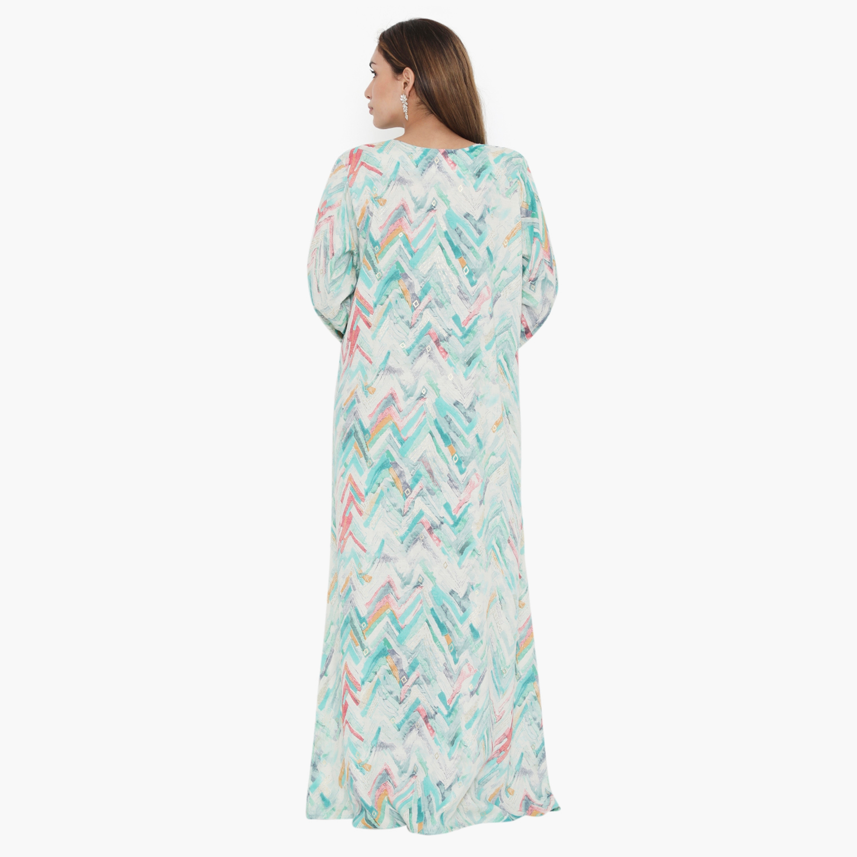 Hana & Sara Printed and Embroidered Yoke Women's Jalabiya-women-arabicclothing-jalabiyas-image-5