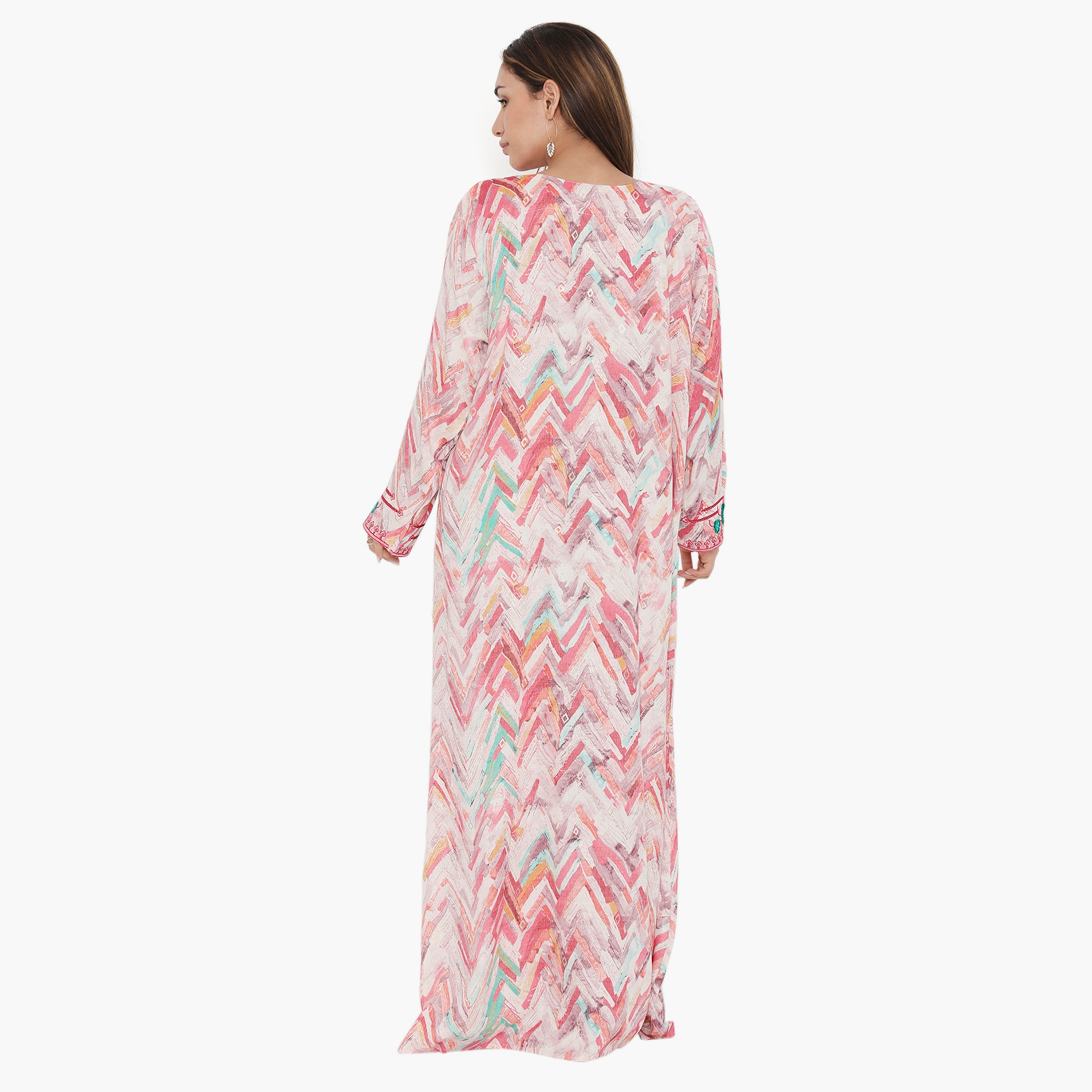 Hana & Sara Printed and Embroidered Yoke Women's Jalabiya-women-arabicclothing-jalabiyas-image-10