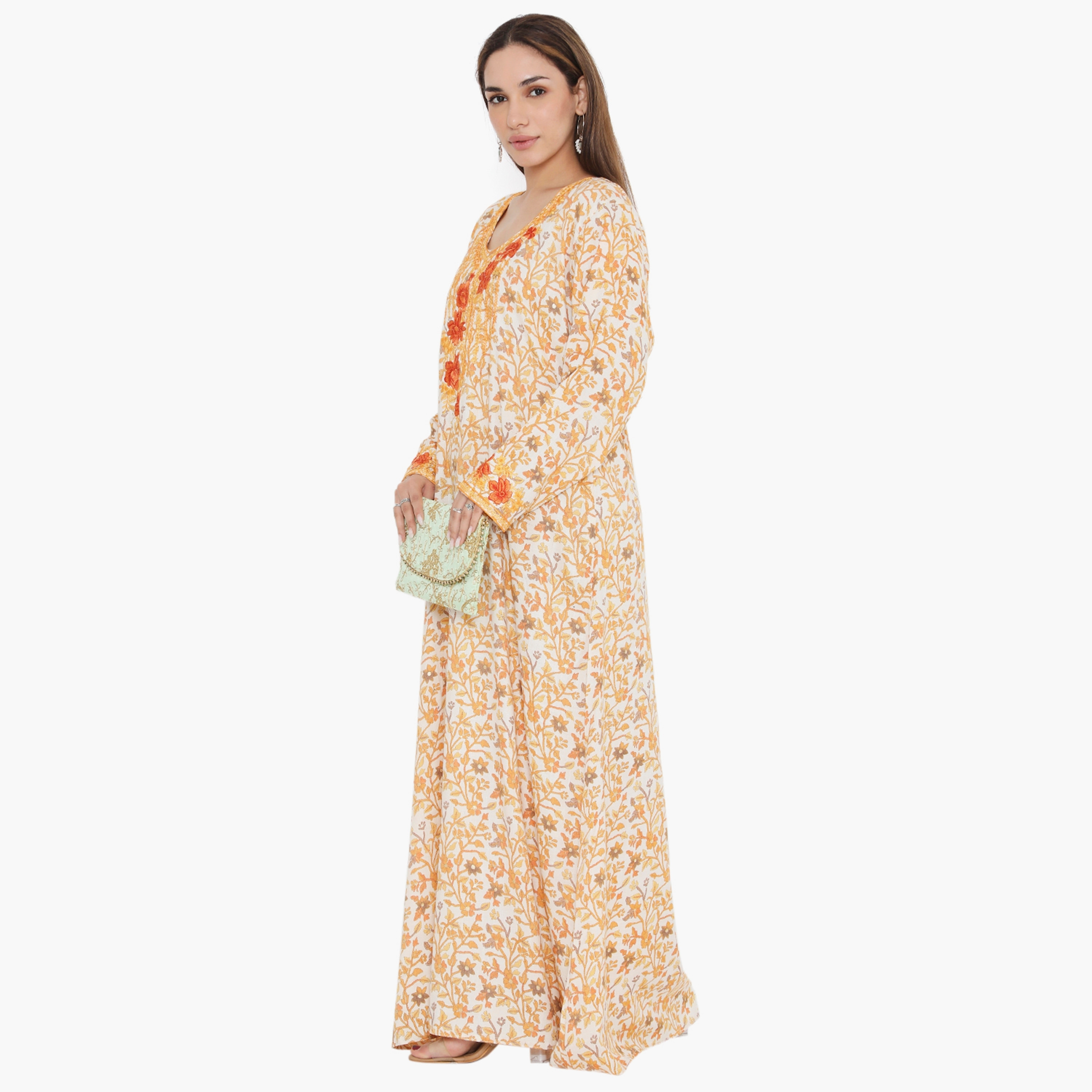 جلابية نسائية مطرزة ومطرزة بالورود ذات يوك من هناء وسارة-women-arabicclothing-jalabiyas-image-3