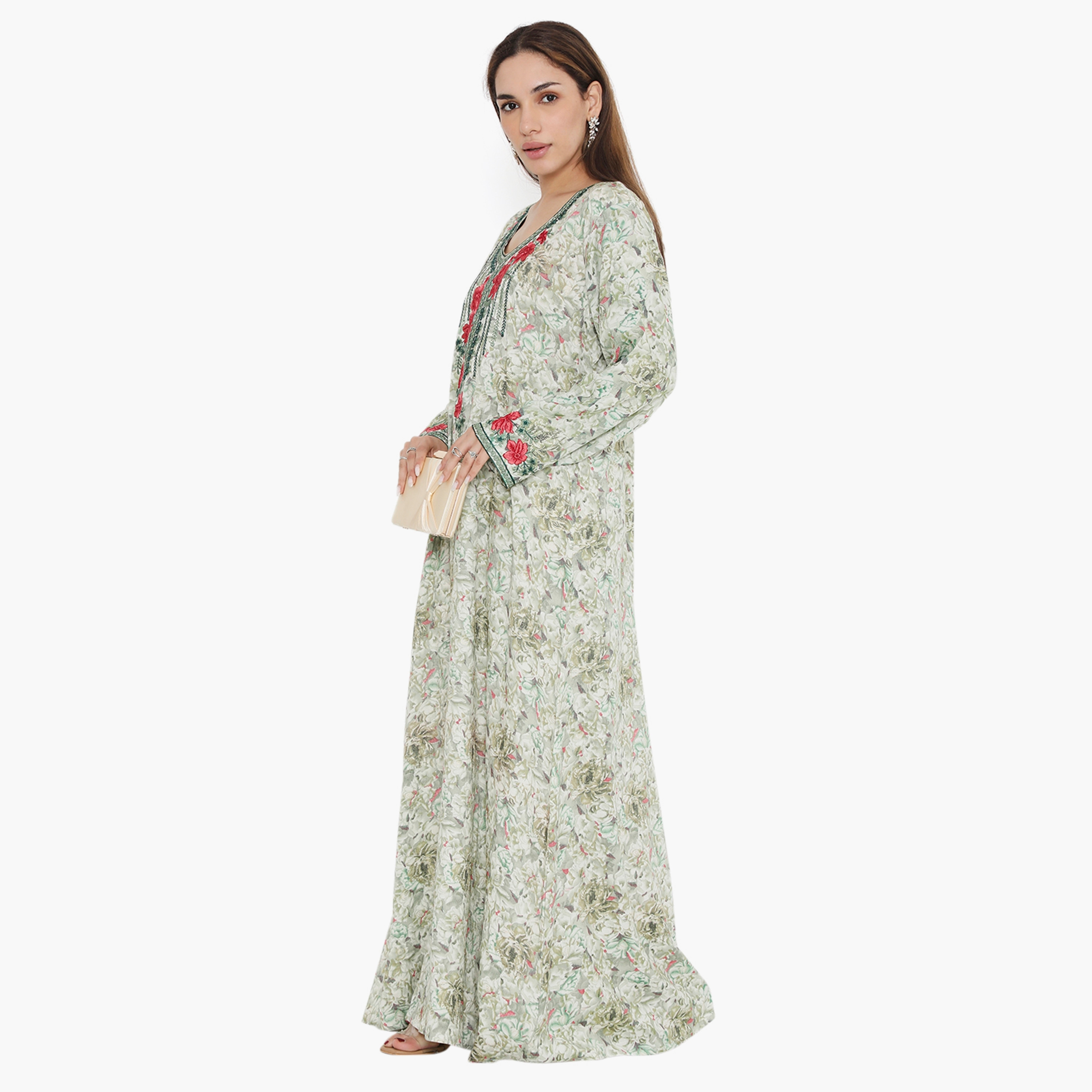 جلابية نسائية مطرزة ومطرزة بالورود ذات يوك من هناء وسارة-women-arabicclothing-jalabiyas-image-3