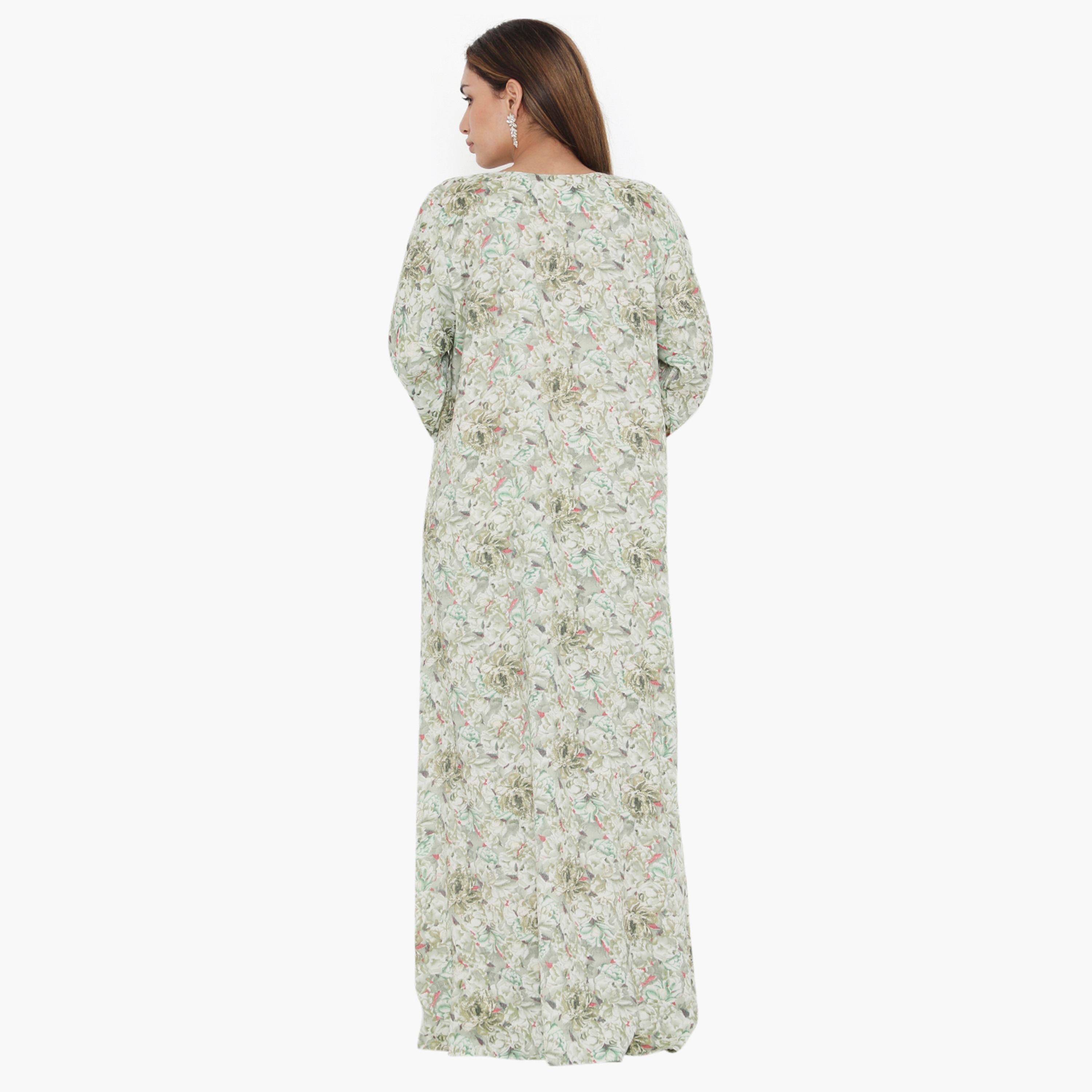 جلابية نسائية مطرزة ومطرزة بالورود ذات يوك من هناء وسارة-women-arabicclothing-jalabiyas-image-5