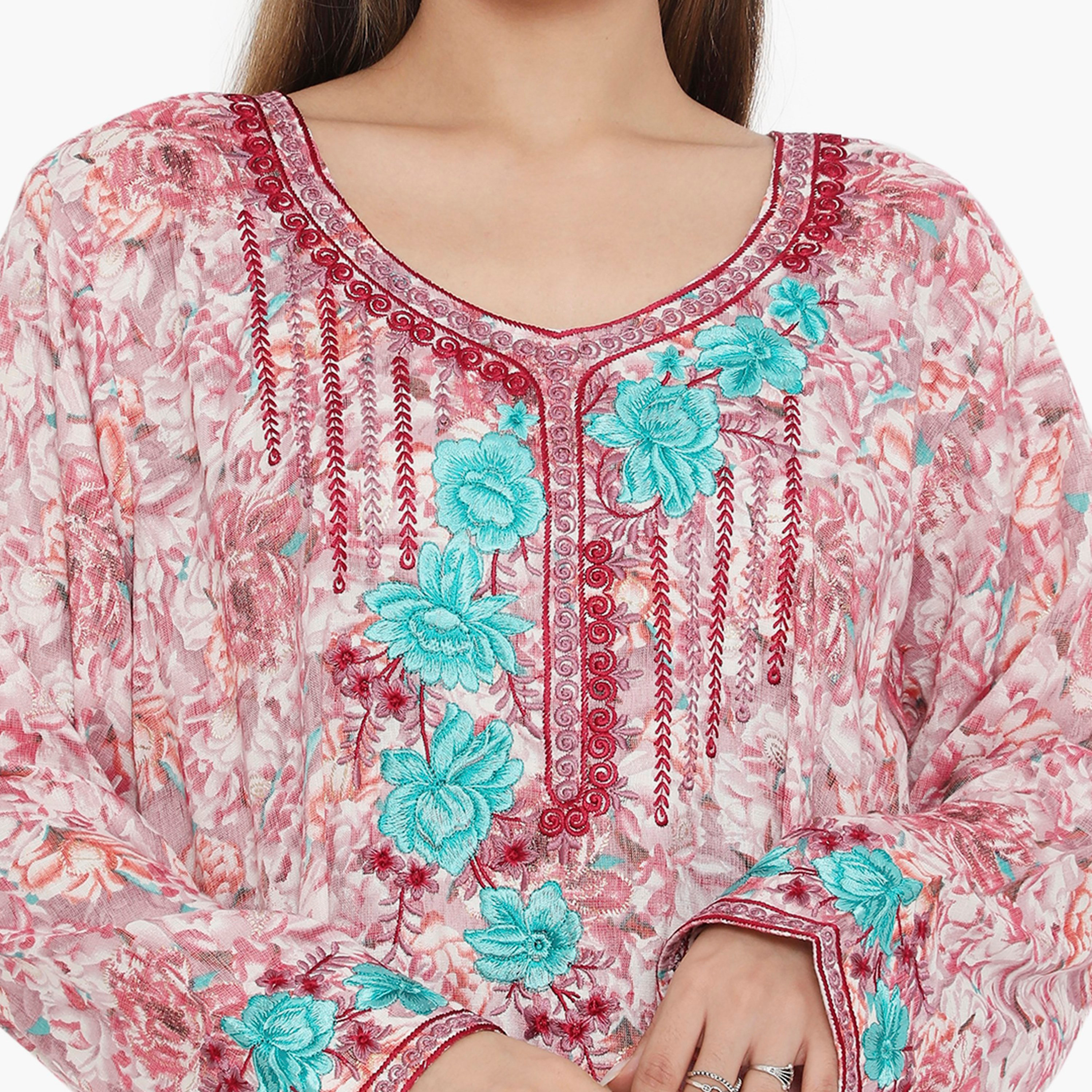 جلابية نسائية مطرزة ومطرزة بالورود ذات يوك من هناء وسارة-women-arabicclothing-jalabiyas-image-7