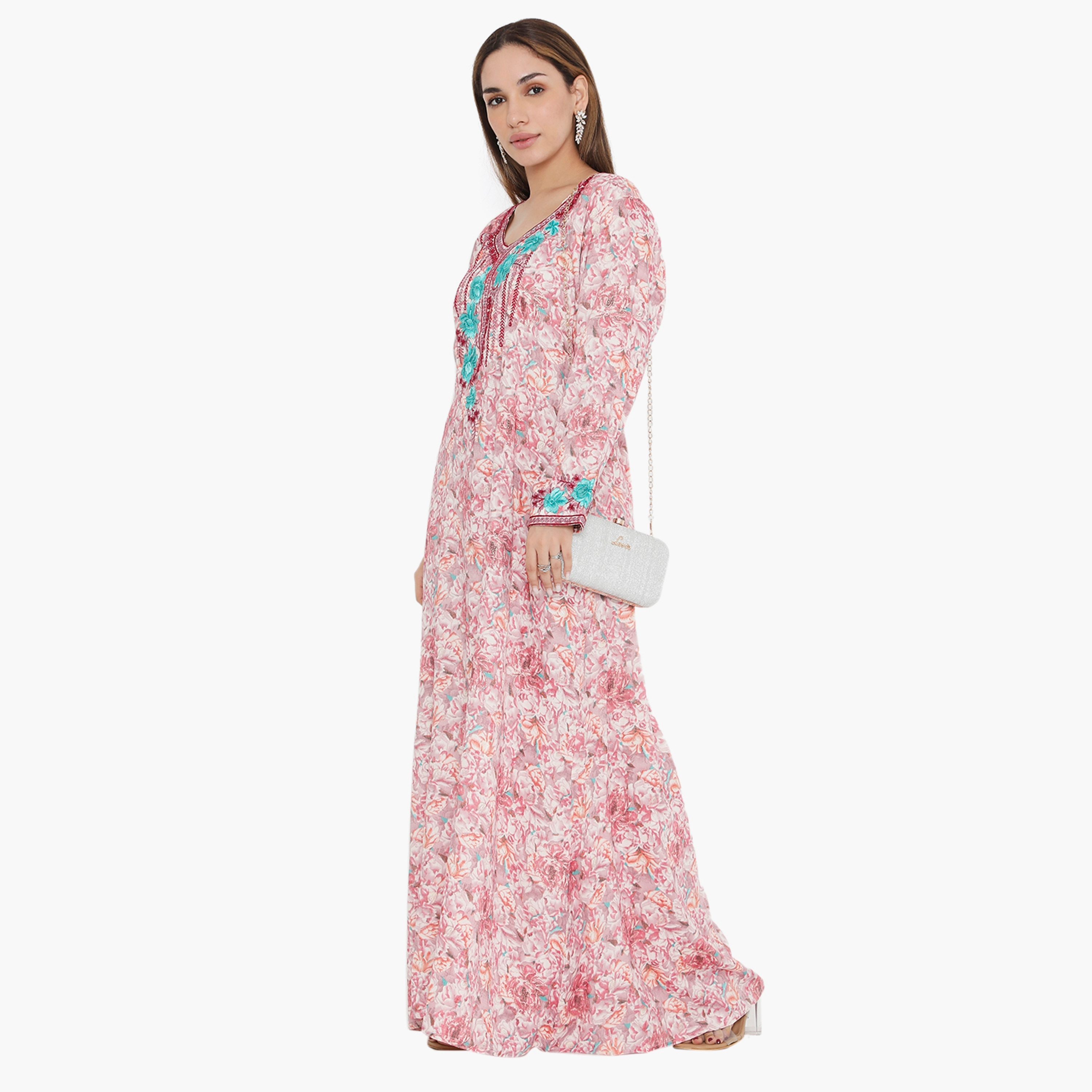 جلابية نسائية مطرزة ومطرزة بالورود ذات يوك من هناء وسارة-women-arabicclothing-jalabiyas-image-8