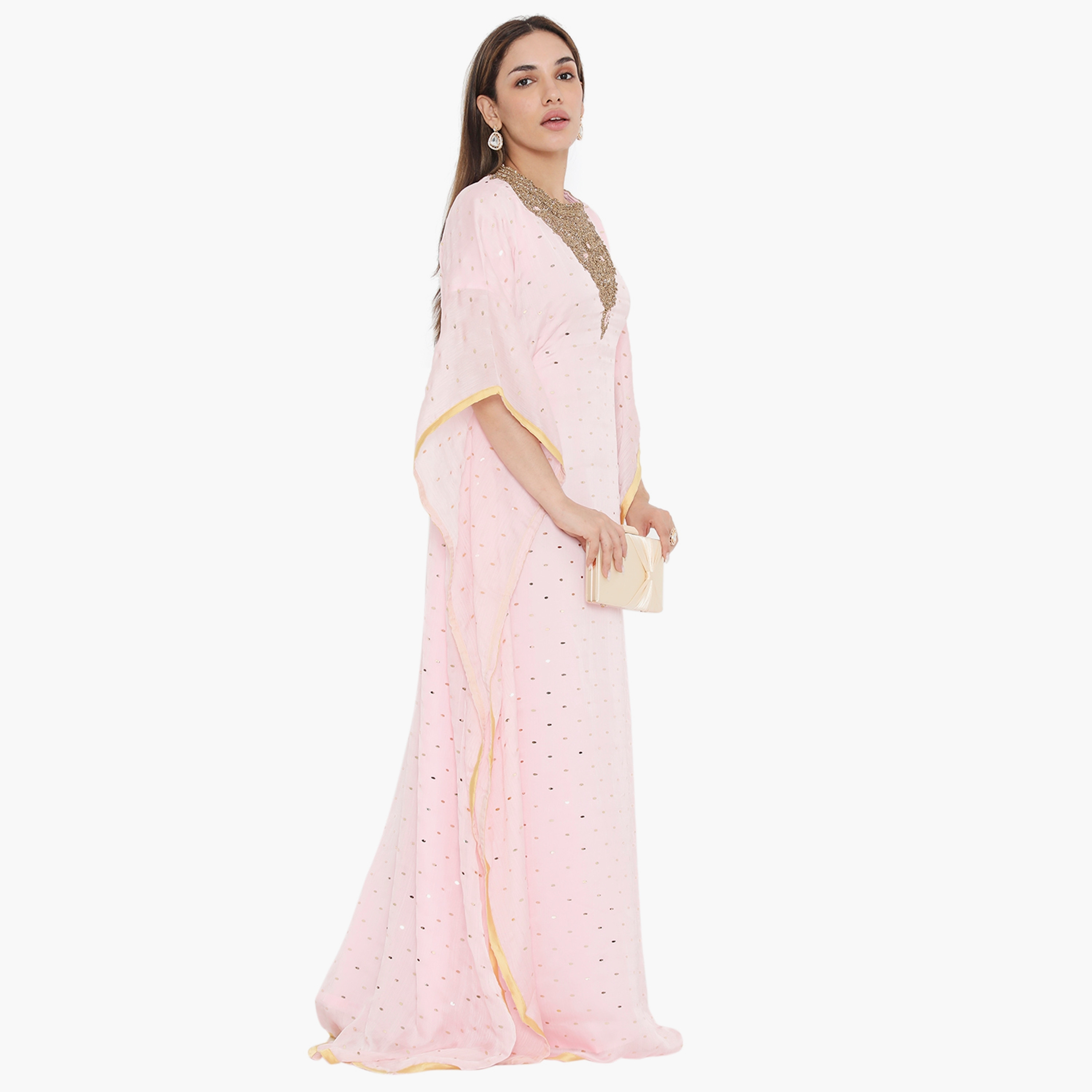 جلابية نسائية من هناء وسارة باللون الوردي مزينة بالخرز والترتر-women-arabicclothing-jalabiyas-image-4