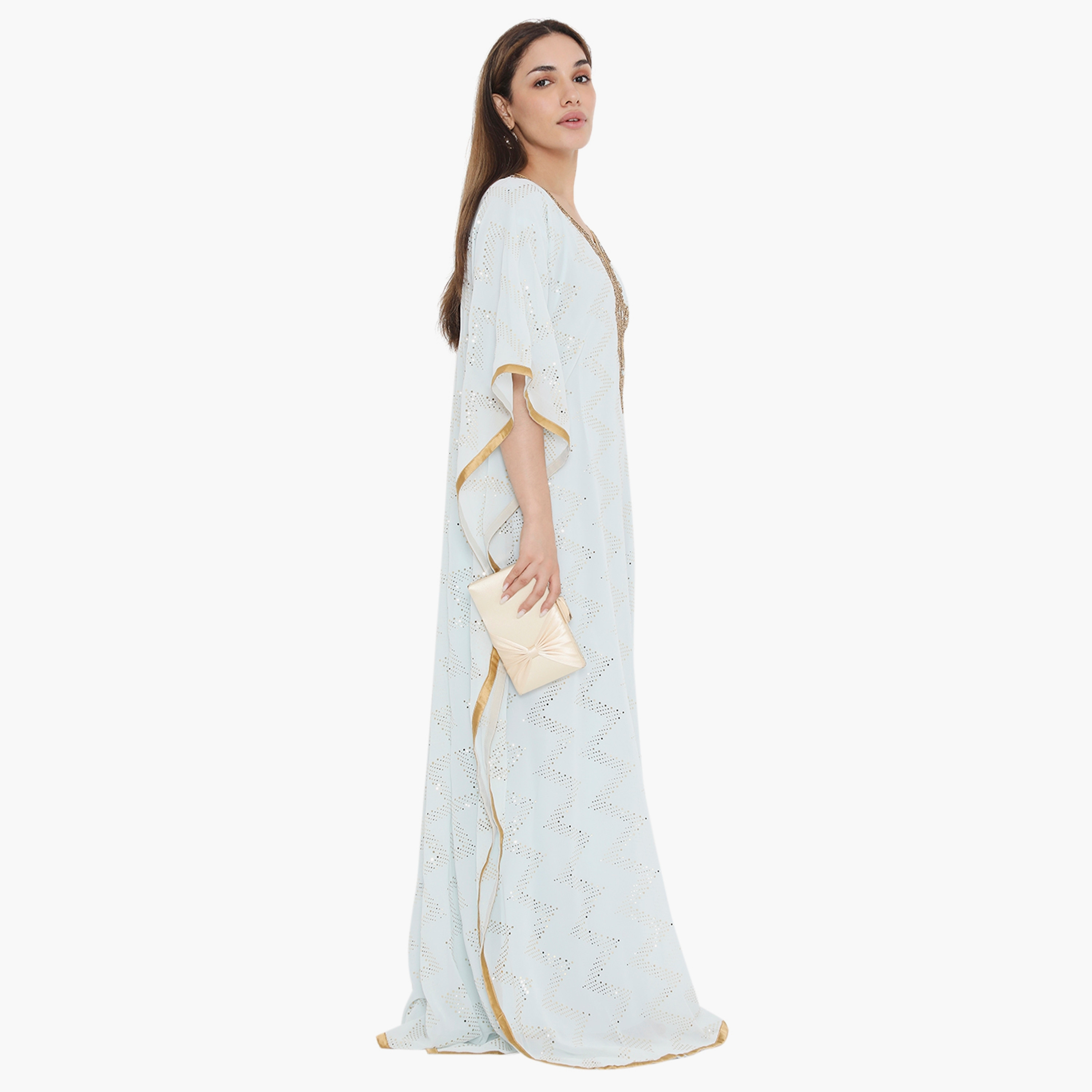 Hana & Sara Blue Beaded and Embellished Women's Jalabiya-women-arabicclothing-jalabiyas-image-4