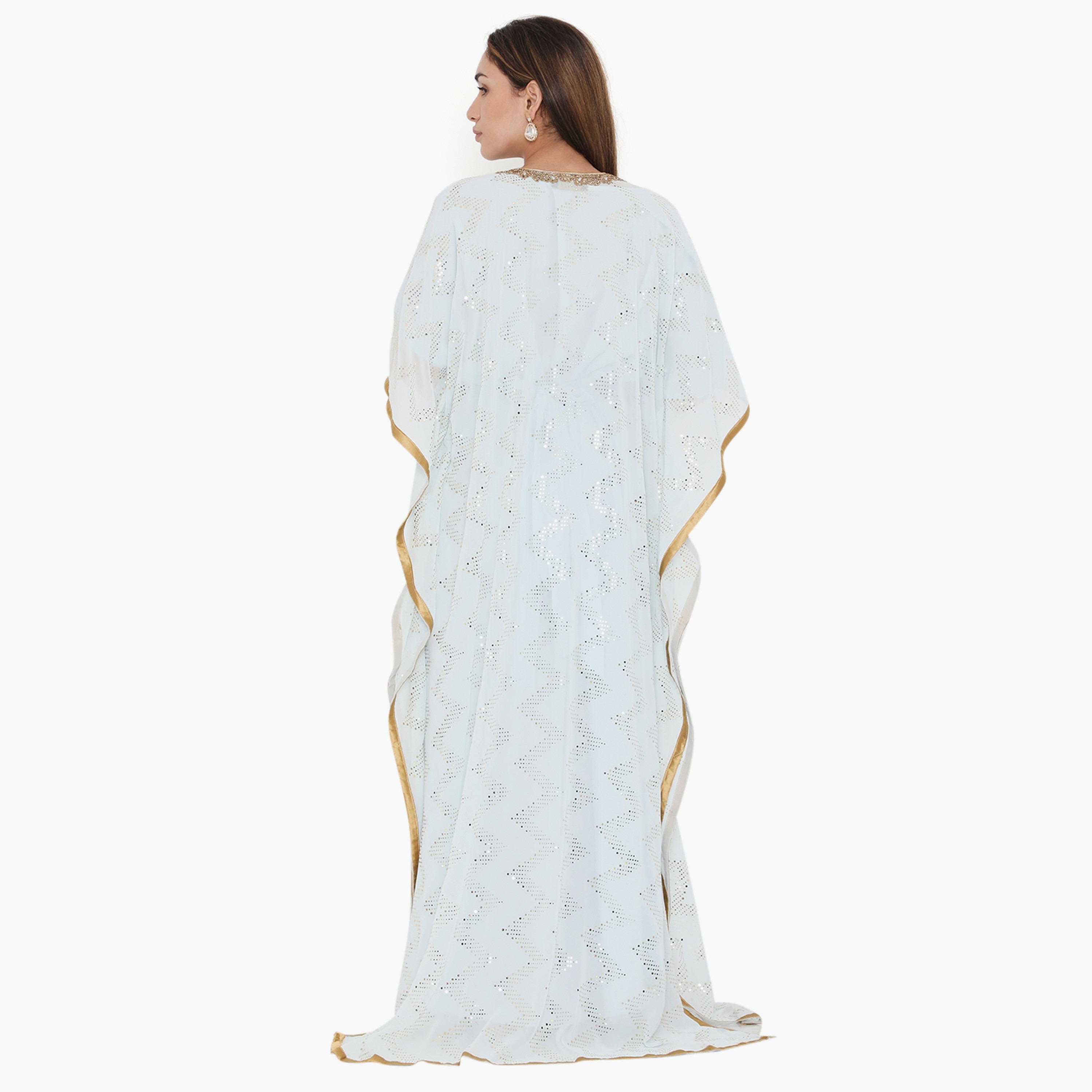 Hana & Sara Blue Beaded and Embellished Women's Jalabiya-women-arabicclothing-jalabiyas-image-5