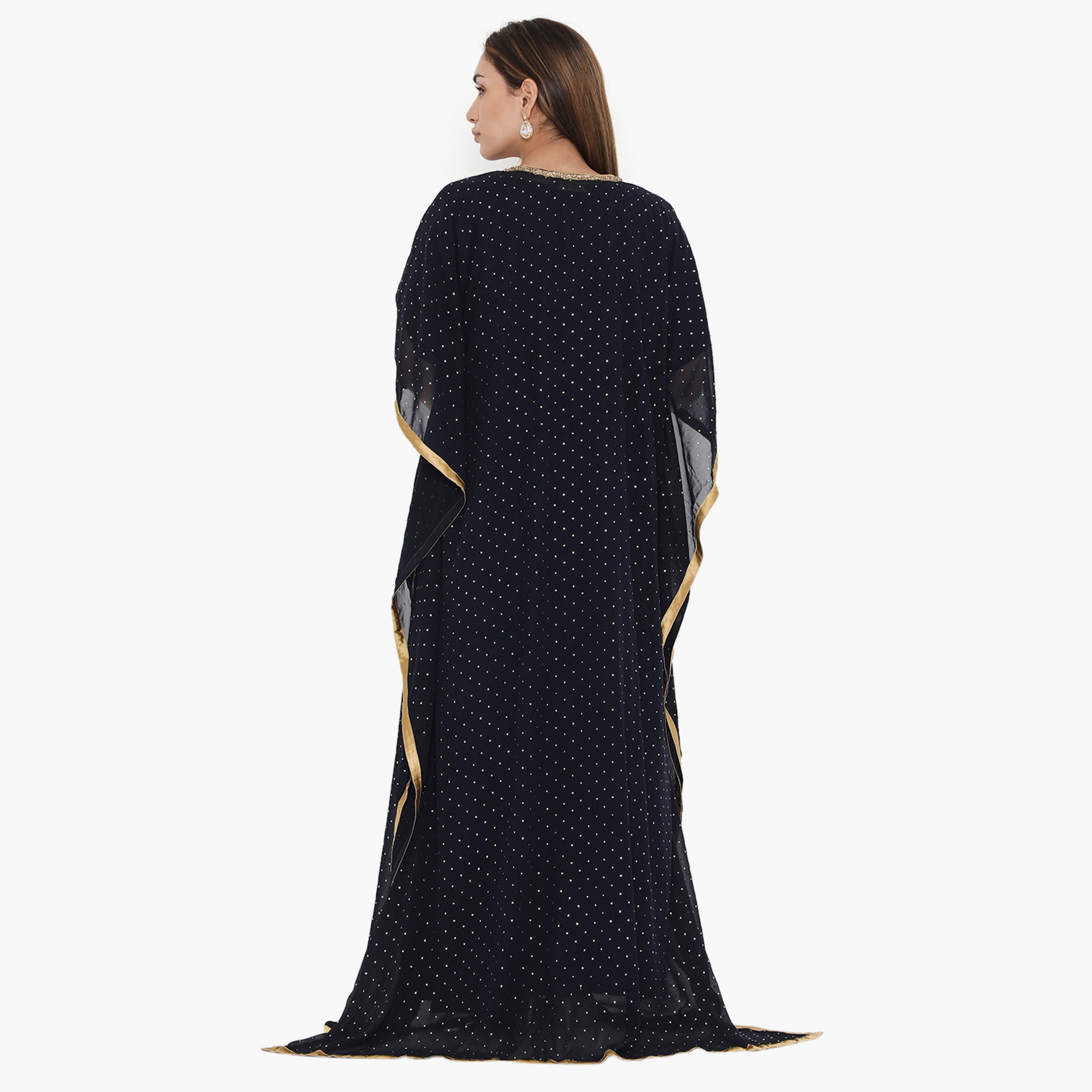 جلابية نسائية من هناء وسارة باللون الازرق مزينة بالخرز ومزخرفة-women-arabicclothing-jalabiyas-image-5