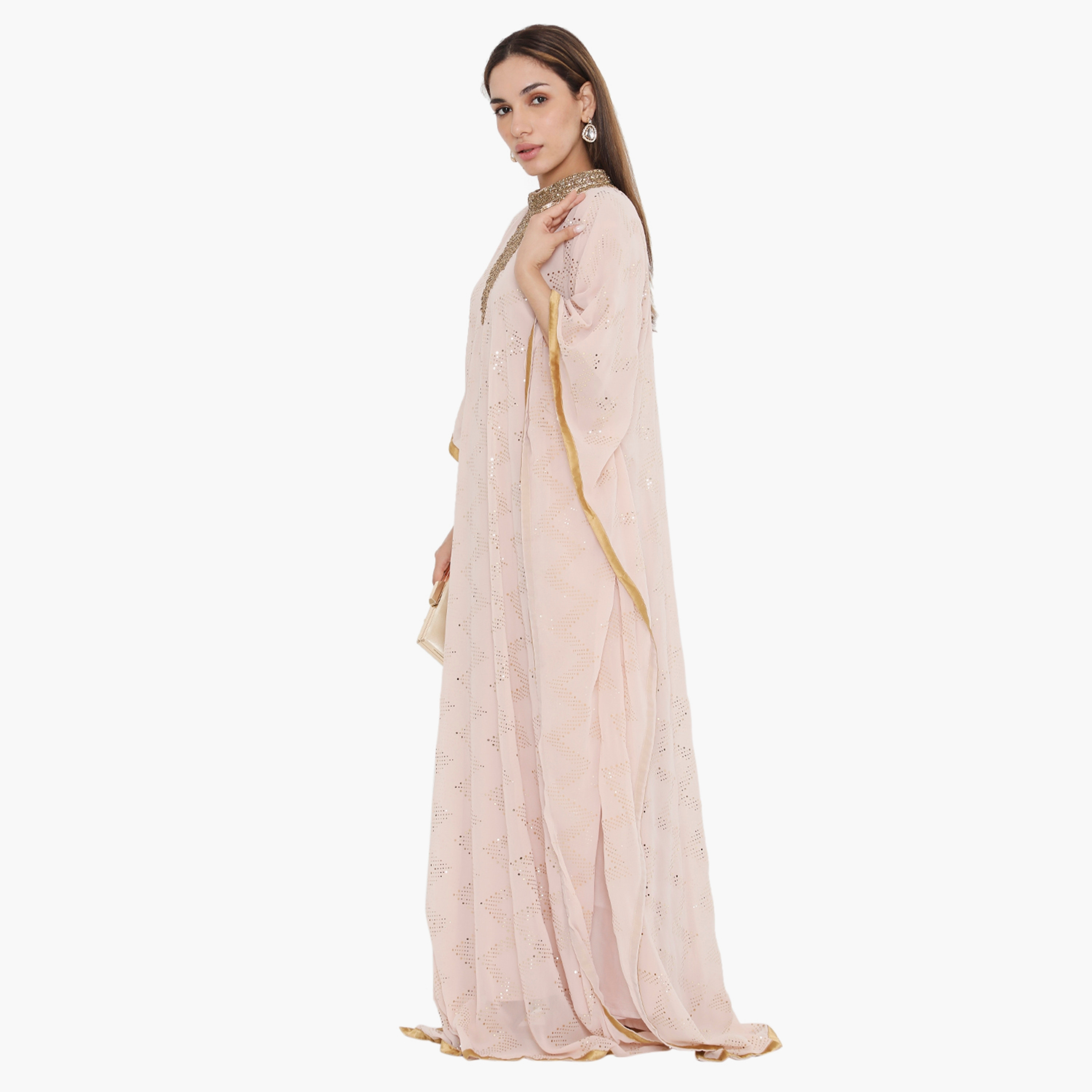 جلابية نسائية من هناء وسارة باللون البيج مزينة بالخرز ومزخرفة-women-arabicclothing-jalabiyas-image-3