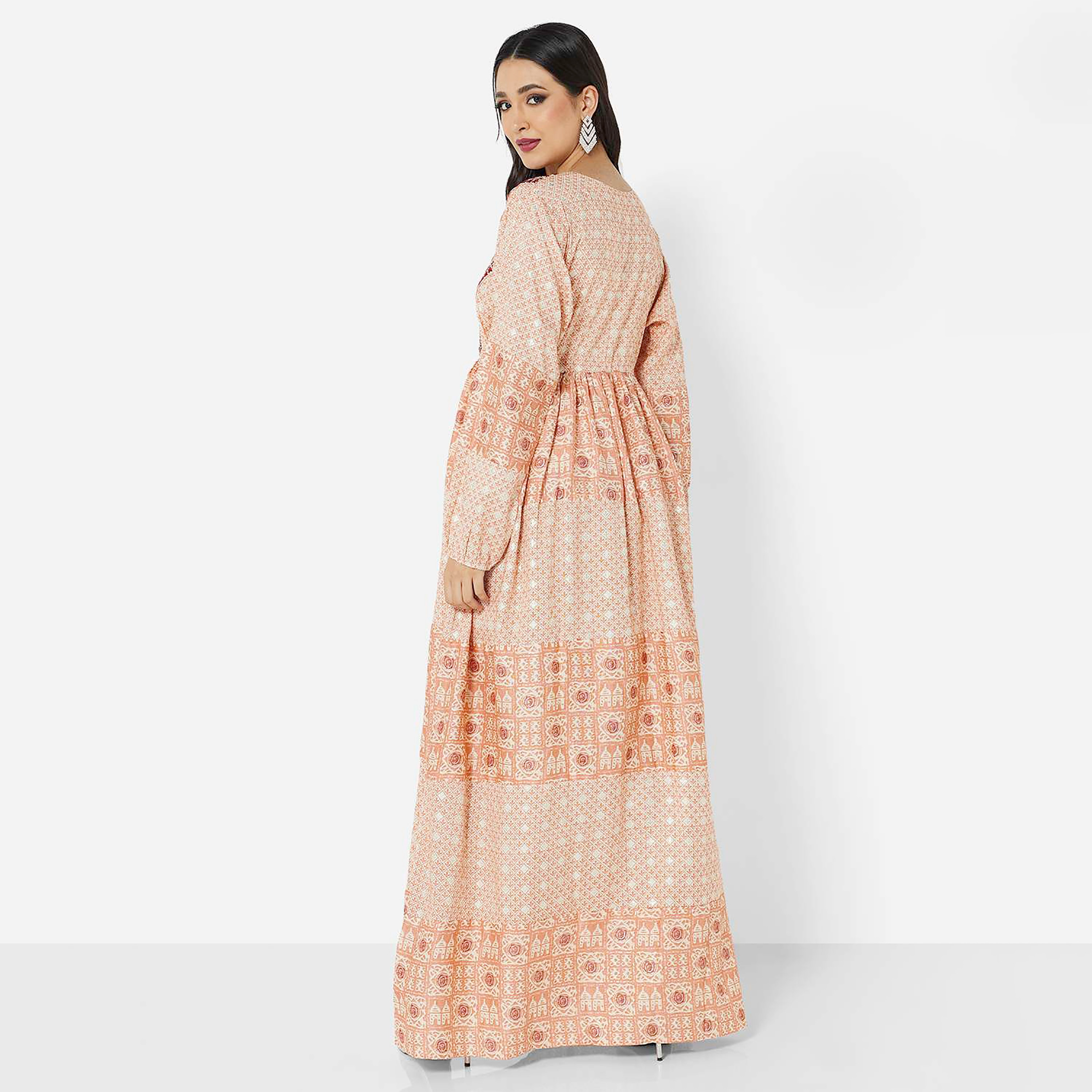 هنا وسارة جلابية نسائية مطرزة بالصدأ مع الحجاب-women-arabicclothing-jalabiyas-image-4