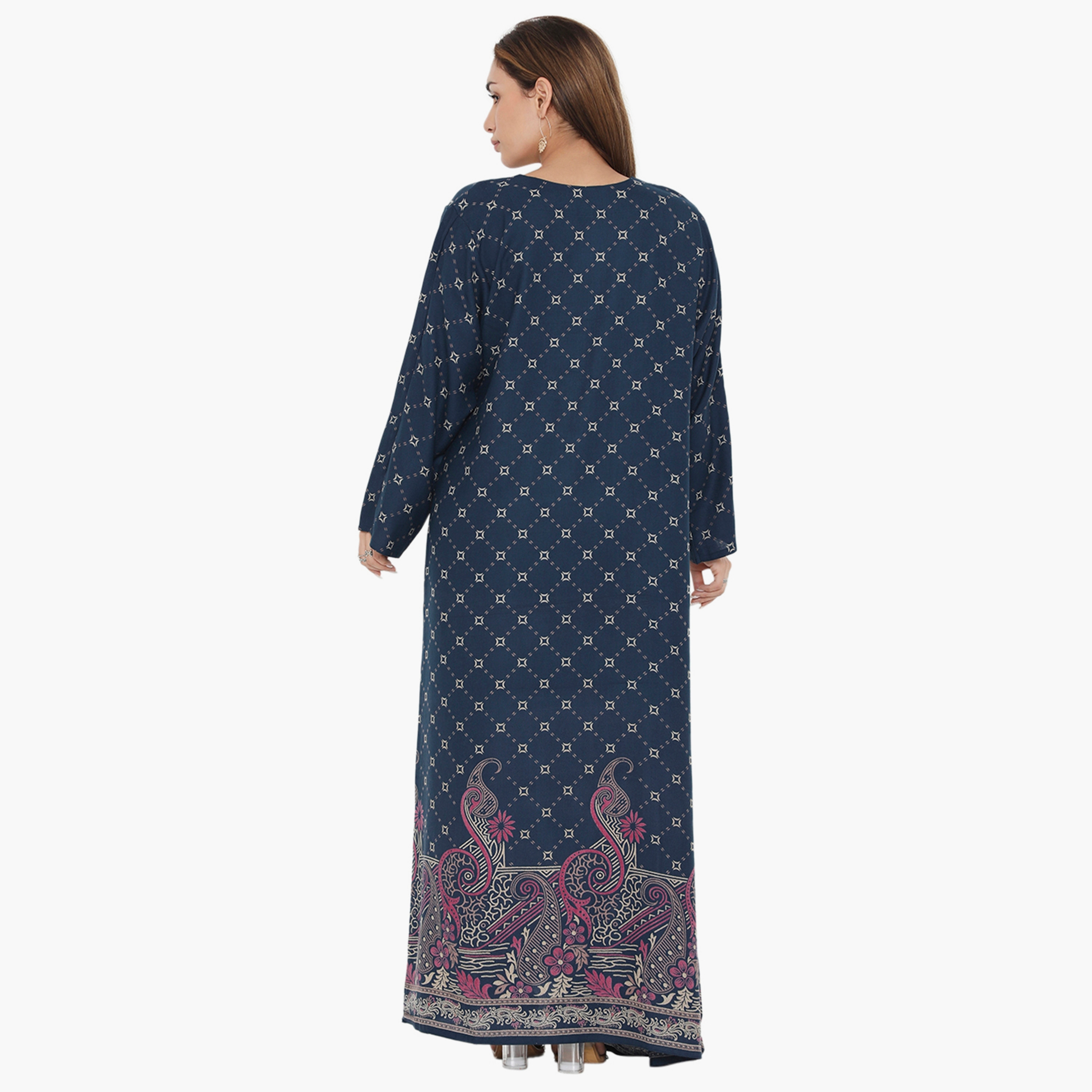 Hana & Sara All Over Print and Embroidered Yoke Women's Jalabiya-women-arabicclothing-jalabiyas-image-15
