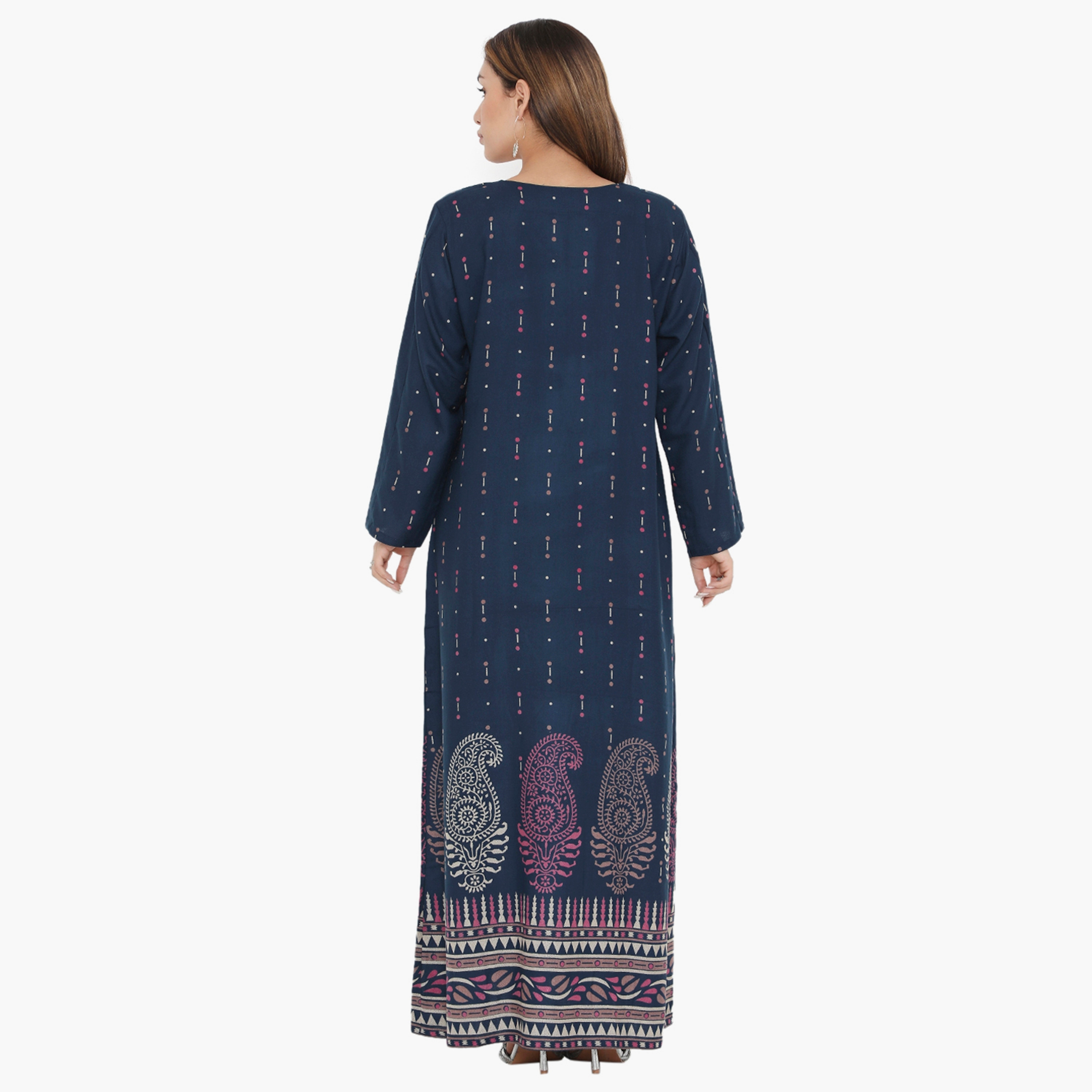 جلابية نسائية مطرزة ومطبوعة ذات يوك من هناء وسارة-women-arabicclothing-jalabiyas-image-10