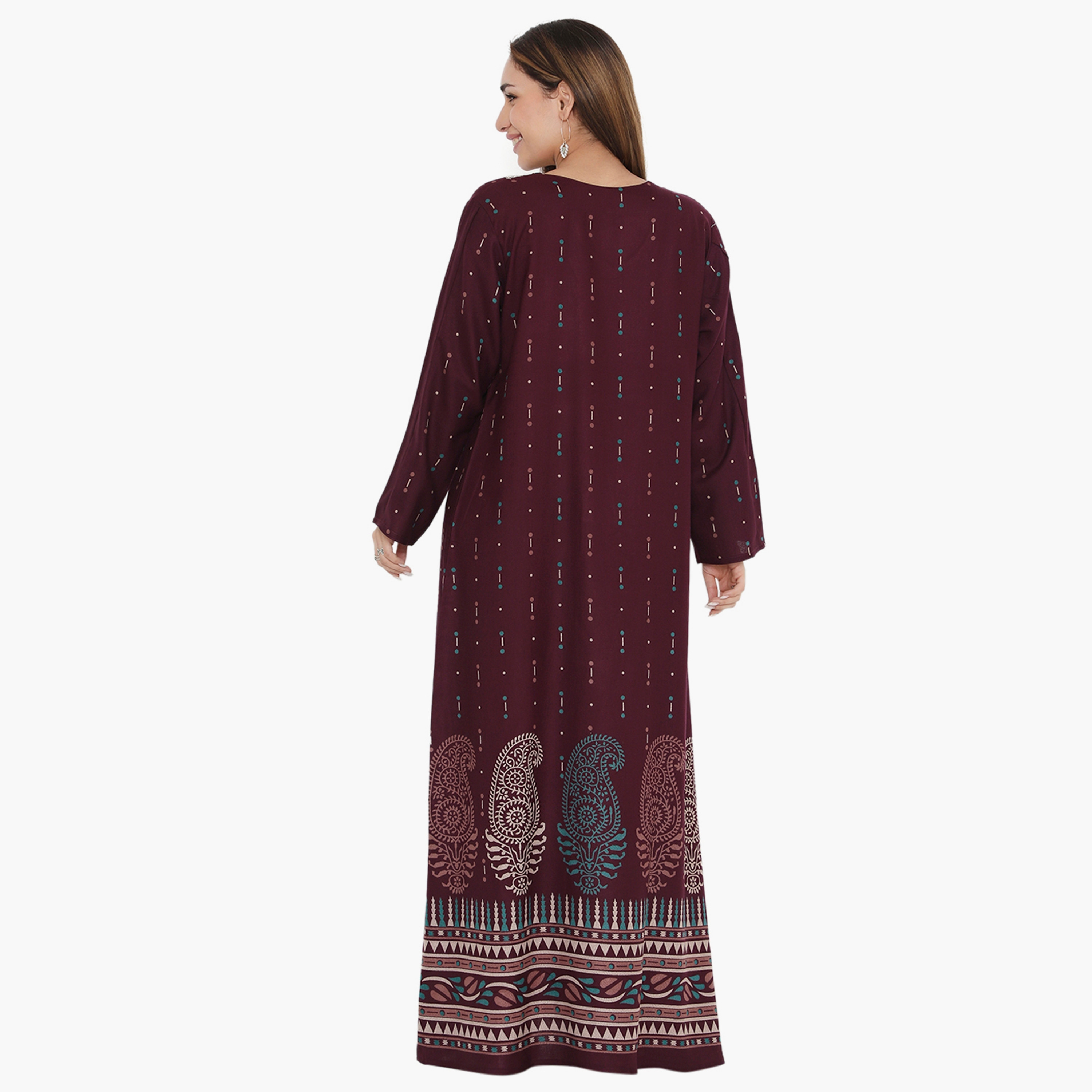 جلابية نسائية مطرزة ومطبوعة ذات يوك من هناء وسارة-women-arabicclothing-jalabiyas-image-5