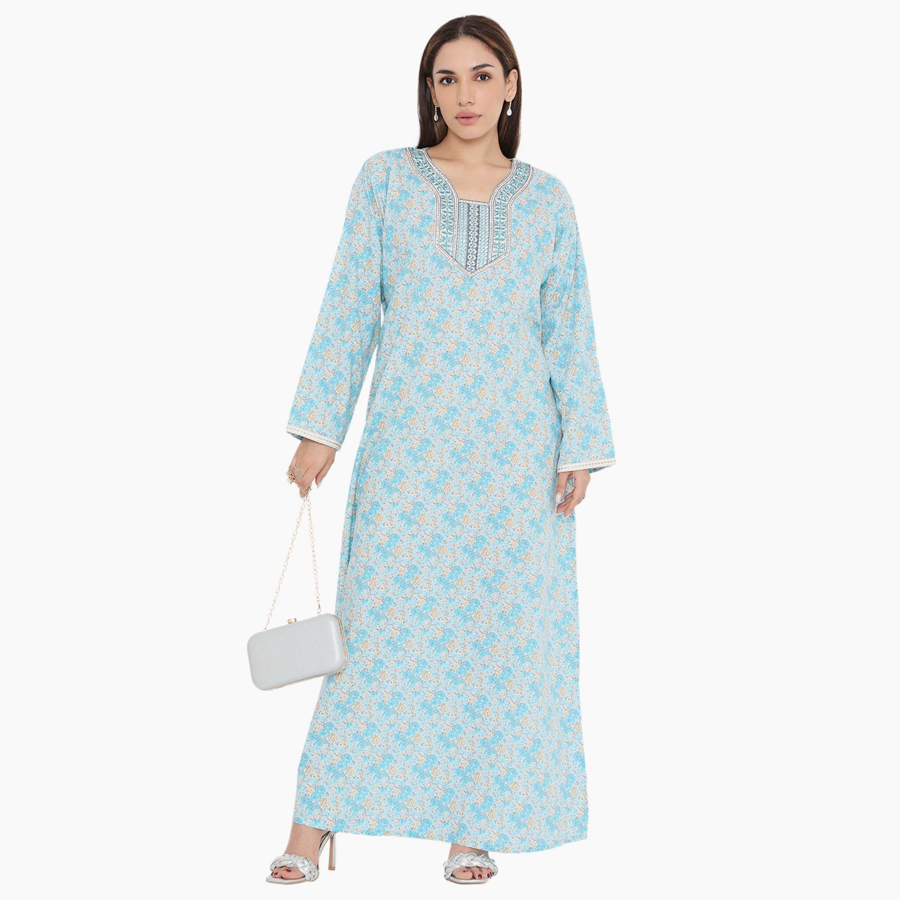 جلابية نسائية مطرزة ومطرزة بالورود ذات يوك من هناء وسارة-women-arabicclothing-jalabiyas-image-11