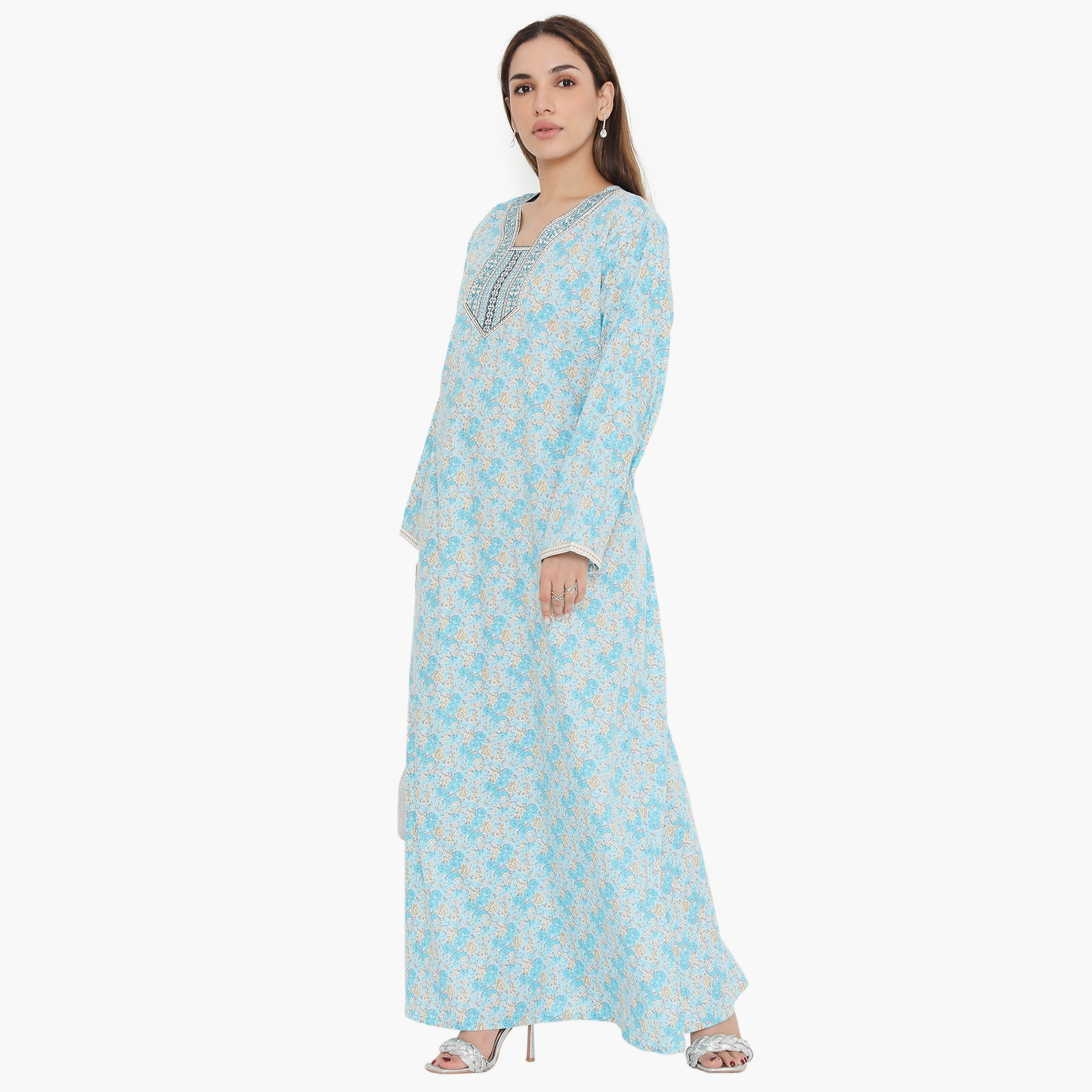 جلابية نسائية مطرزة ومطرزة بالورود ذات يوك من هناء وسارة-women-arabicclothing-jalabiyas-image-13