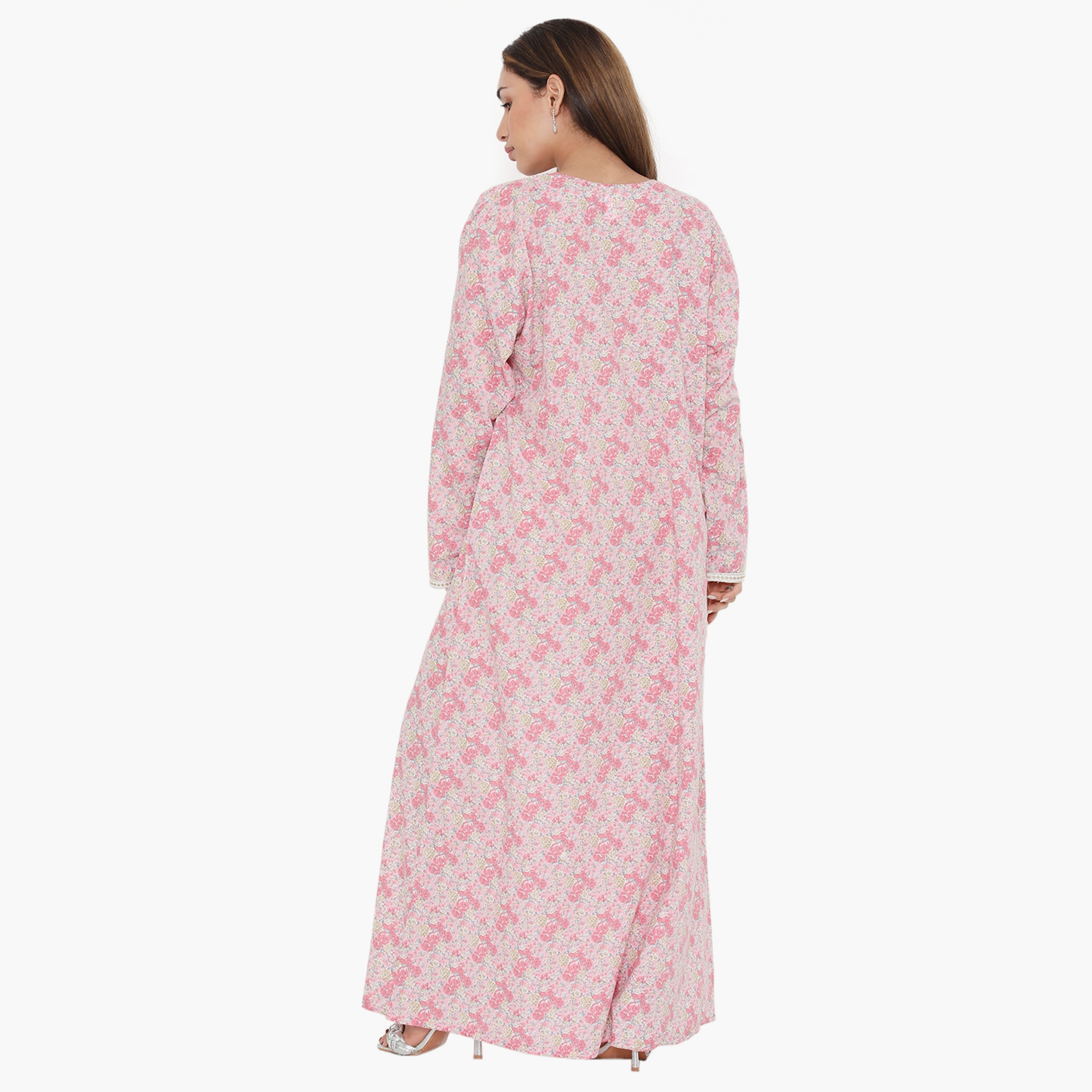 جلابية نسائية مطرزة ومطرزة بالورود ذات يوك من هناء وسارة-women-arabicclothing-jalabiyas-image-5