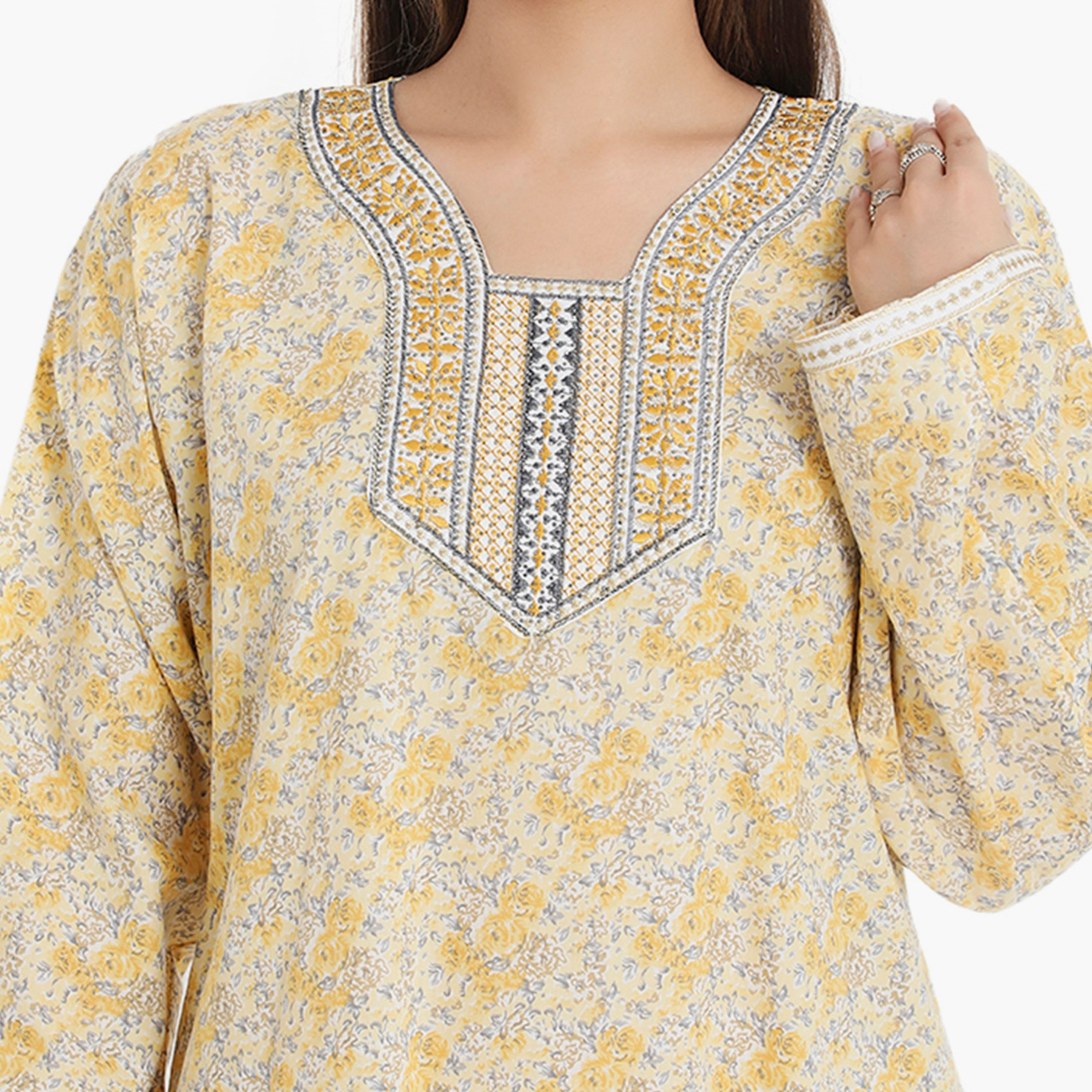 جلابية نسائية مطرزة ومطرزة بالورود ذات يوك من هناء وسارة-women-arabicclothing-jalabiyas-image-7