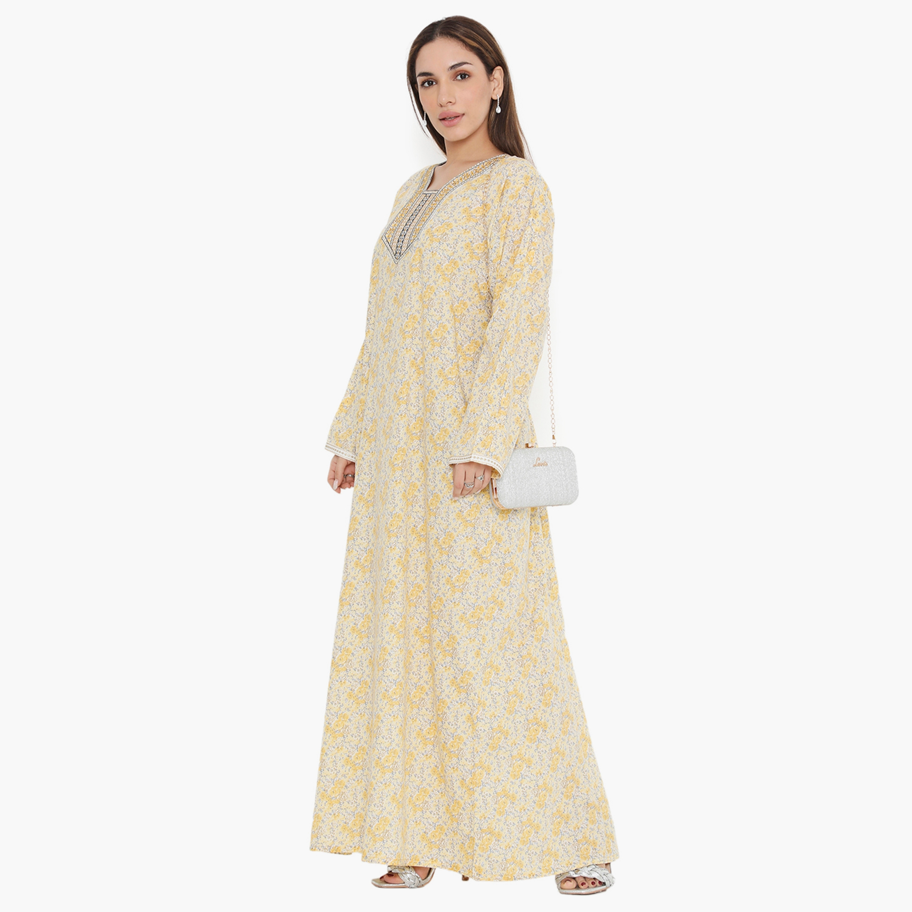 جلابية نسائية مطرزة ومطرزة بالورود ذات يوك من هناء وسارة-women-arabicclothing-jalabiyas-image-8