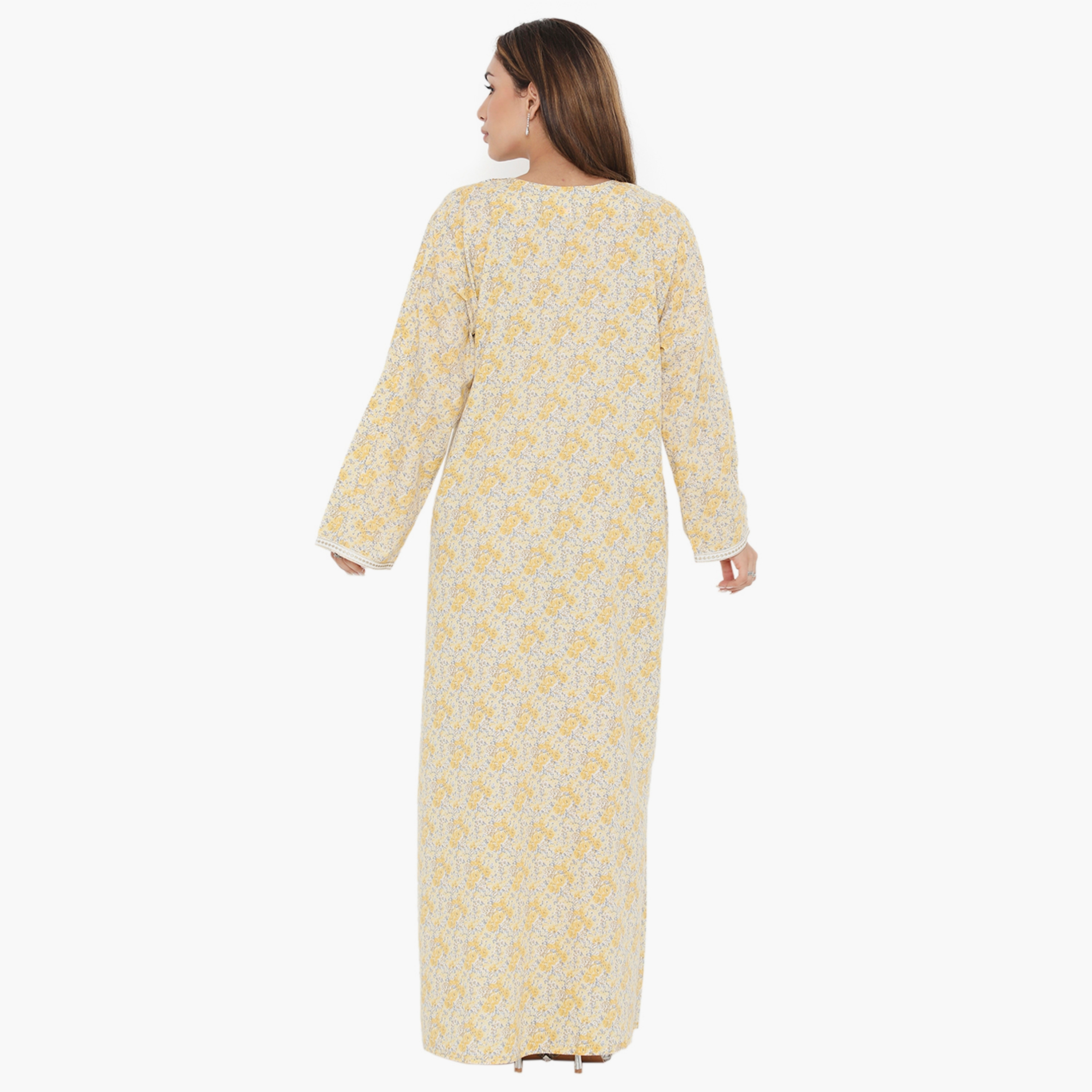 جلابية نسائية مطرزة ومطرزة بالورود ذات يوك من هناء وسارة-women-arabicclothing-jalabiyas-image-10