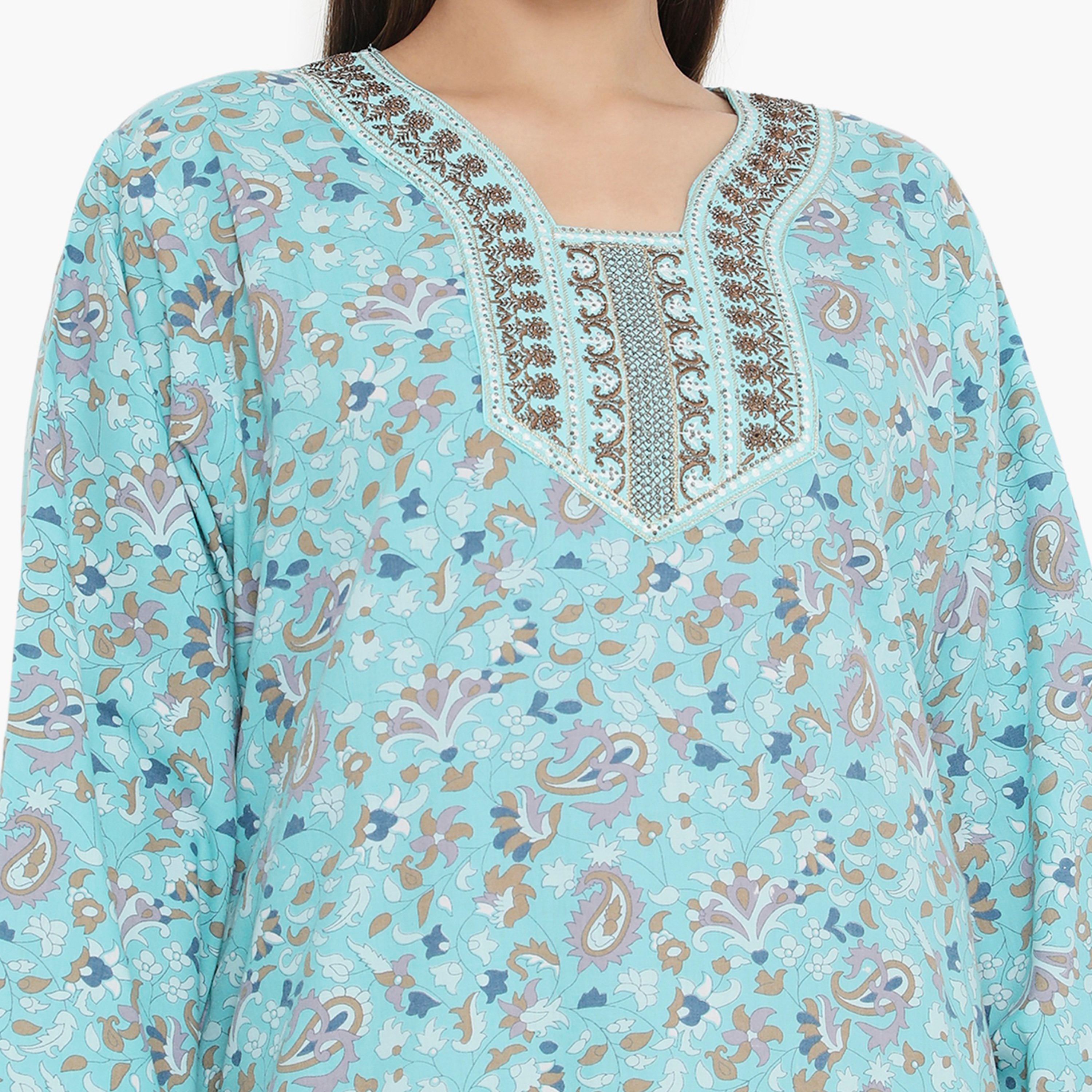 جلابية نسائية مطرزة بطبعة كاملة ومطرزة ذات يوك من هناء وسارة-women-arabicclothing-jalabiyas-image-7