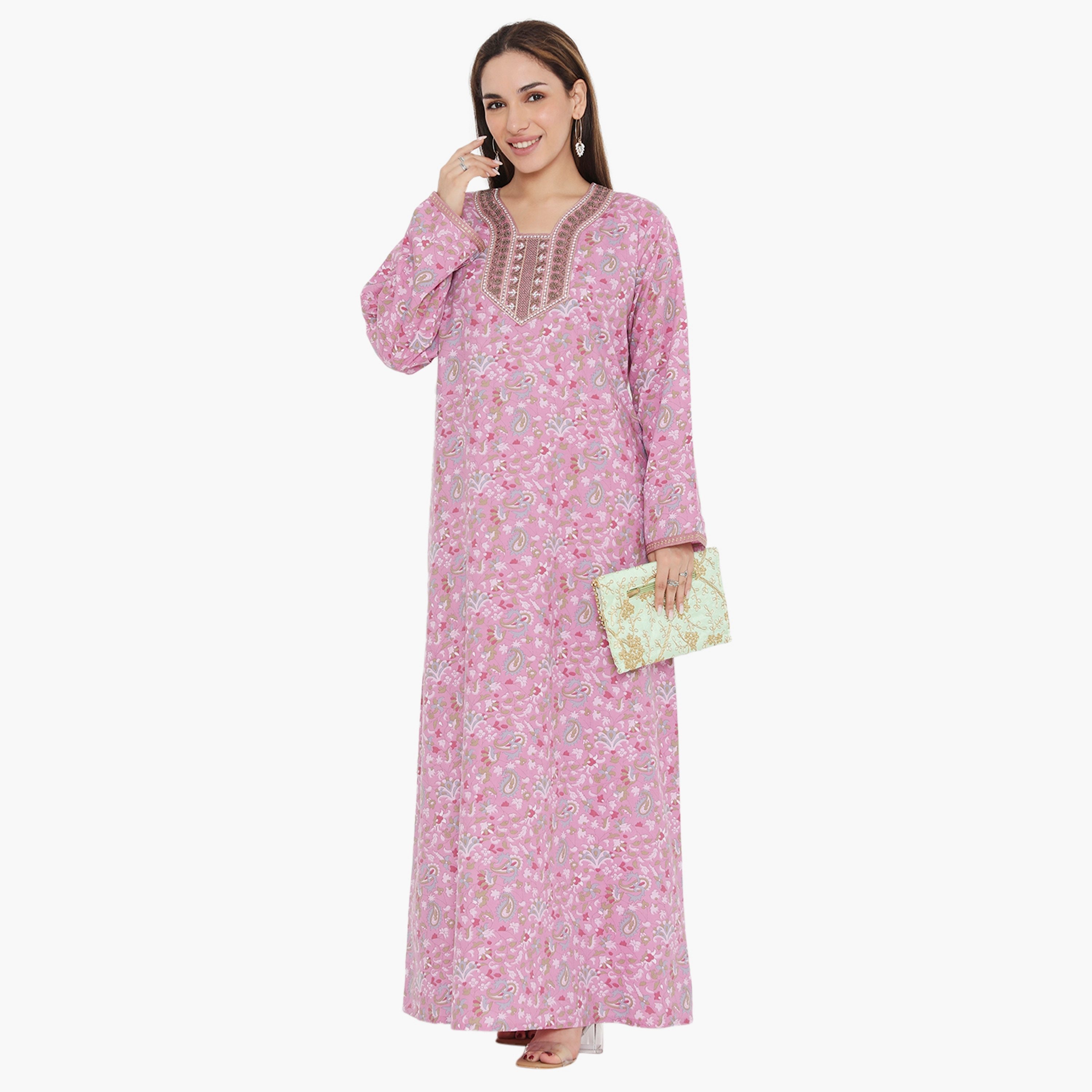 جلابية نسائية مطرزة بطبعة كاملة ومطرزة ذات يوك من هناء وسارة-women-arabicclothing-jalabiyas-image-11