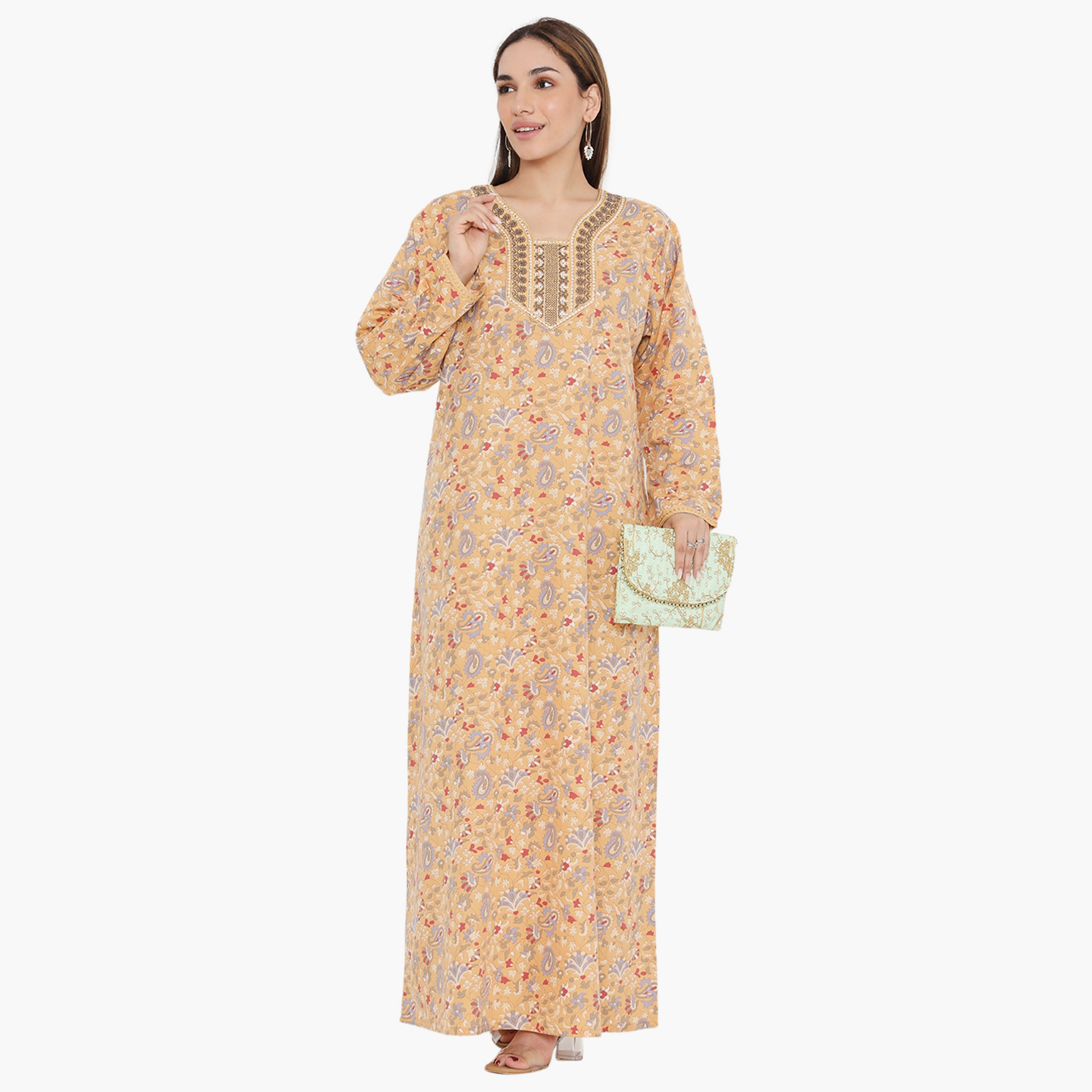 جلابية نسائية مطرزة بطبعة كاملة ومطرزة ذات يوك من هناء وسارة-women-arabicclothing-jalabiyas-image-1