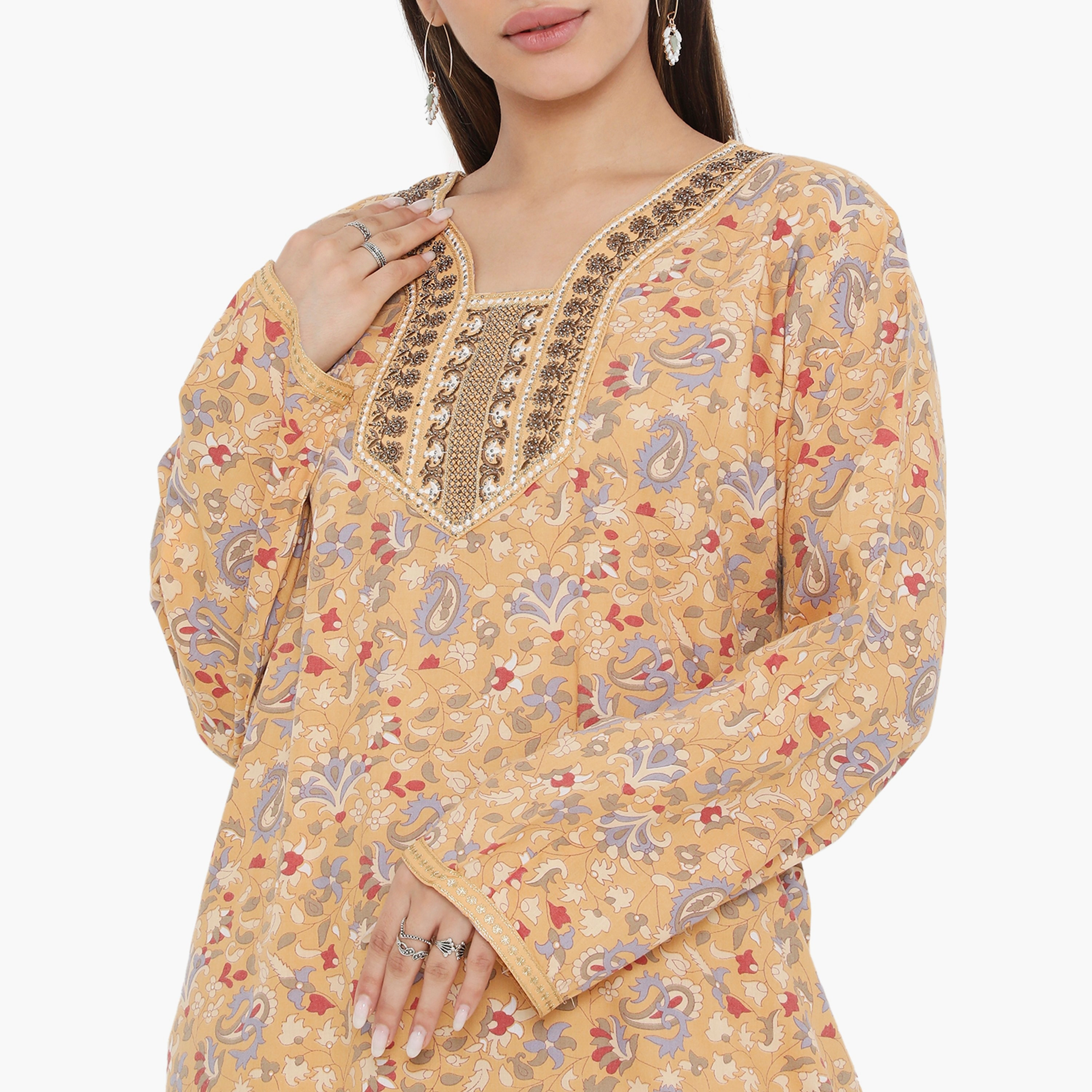 جلابية نسائية مطرزة بطبعة كاملة ومطرزة ذات يوك من هناء وسارة-women-arabicclothing-jalabiyas-image-2