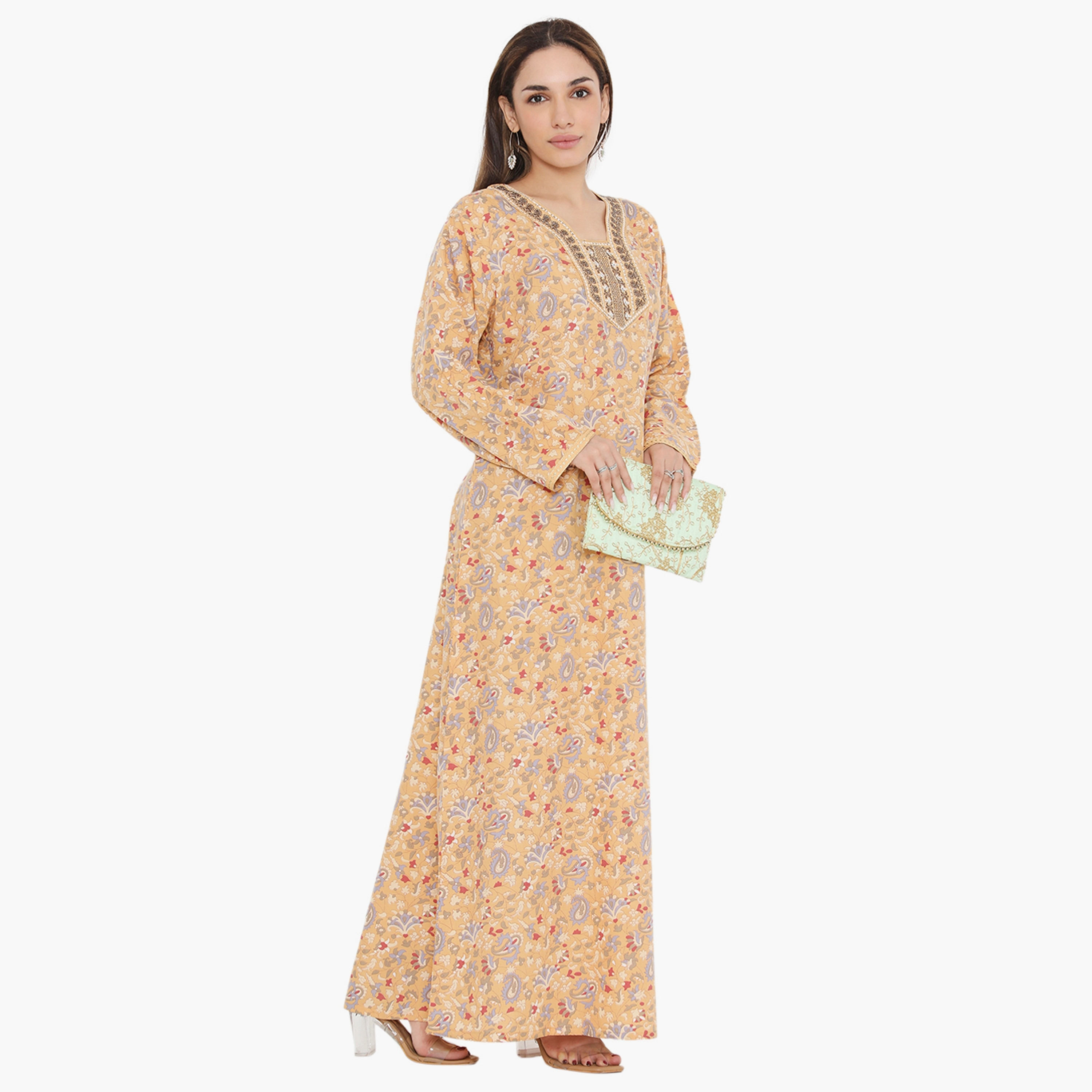 جلابية نسائية مطرزة بطبعة كاملة ومطرزة ذات يوك من هناء وسارة-women-arabicclothing-jalabiyas-image-4
